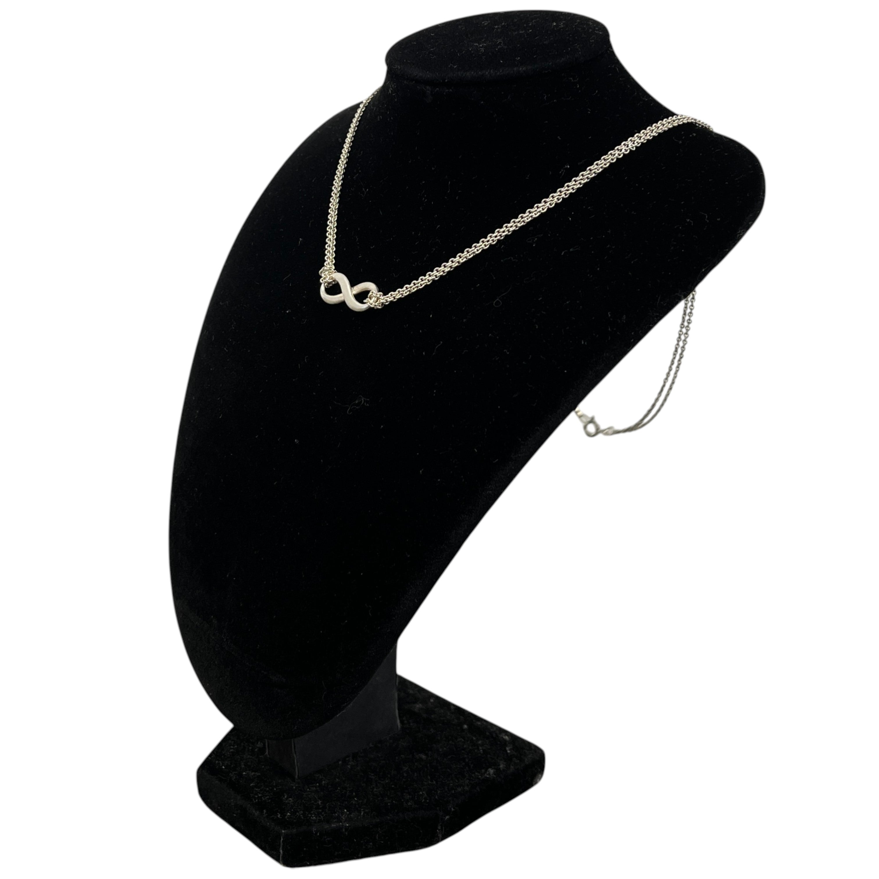 Women's Double Chain Infinity Necklace Silver