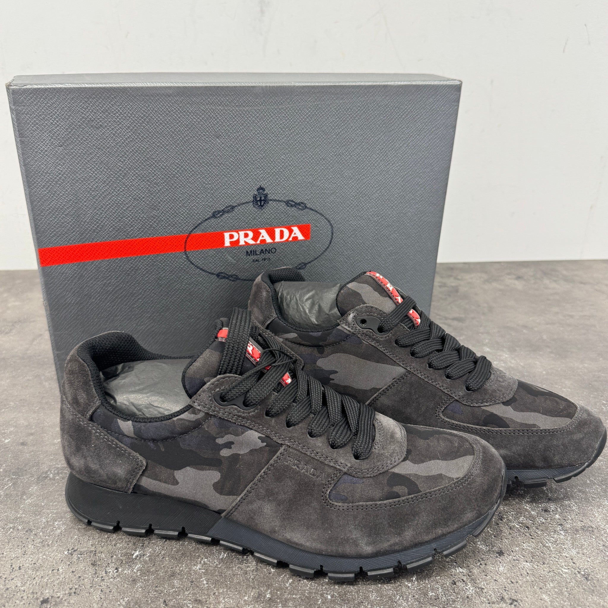 Men's Camo Runner Low Trainers Grey Size EU 40.5 / UK 6.5