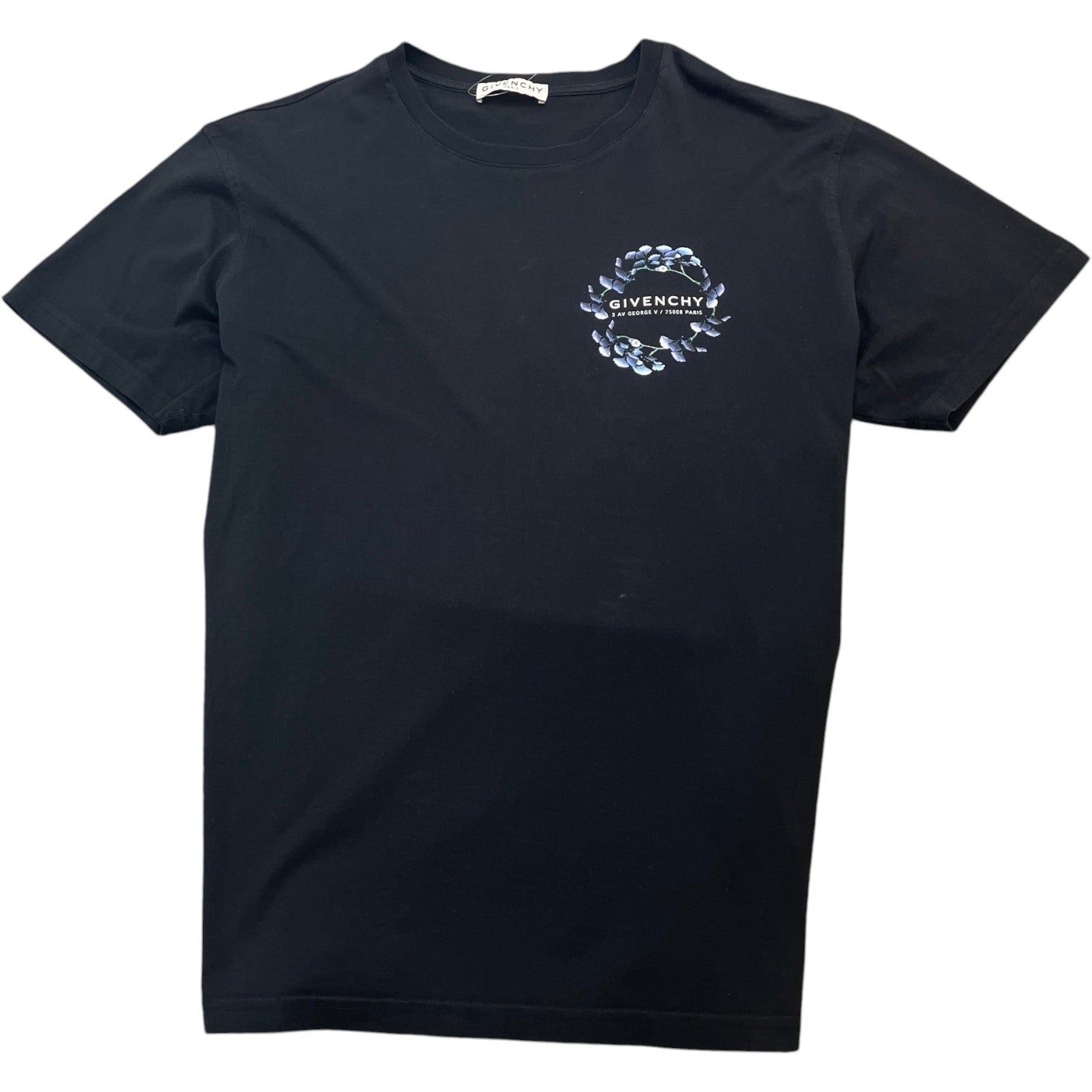 Men's Floral Wreath Logo T-Shirt Black Size L