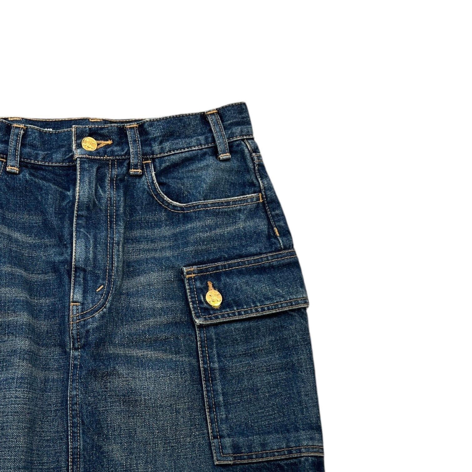 Women's Logo Button Cargo Mini Skirts Blue Size UK 6