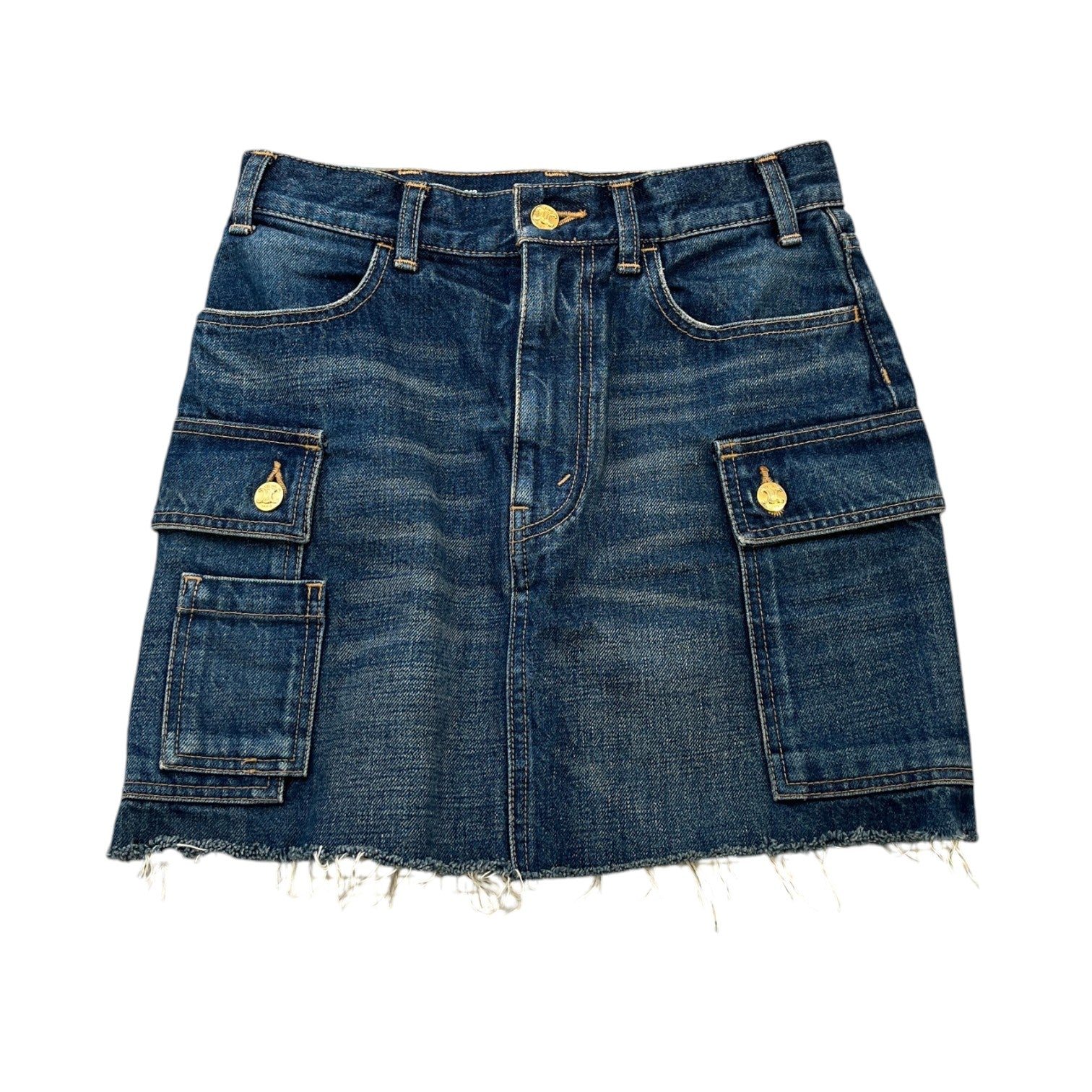 Women's Logo Button Cargo Mini Skirts Blue Size UK 6
