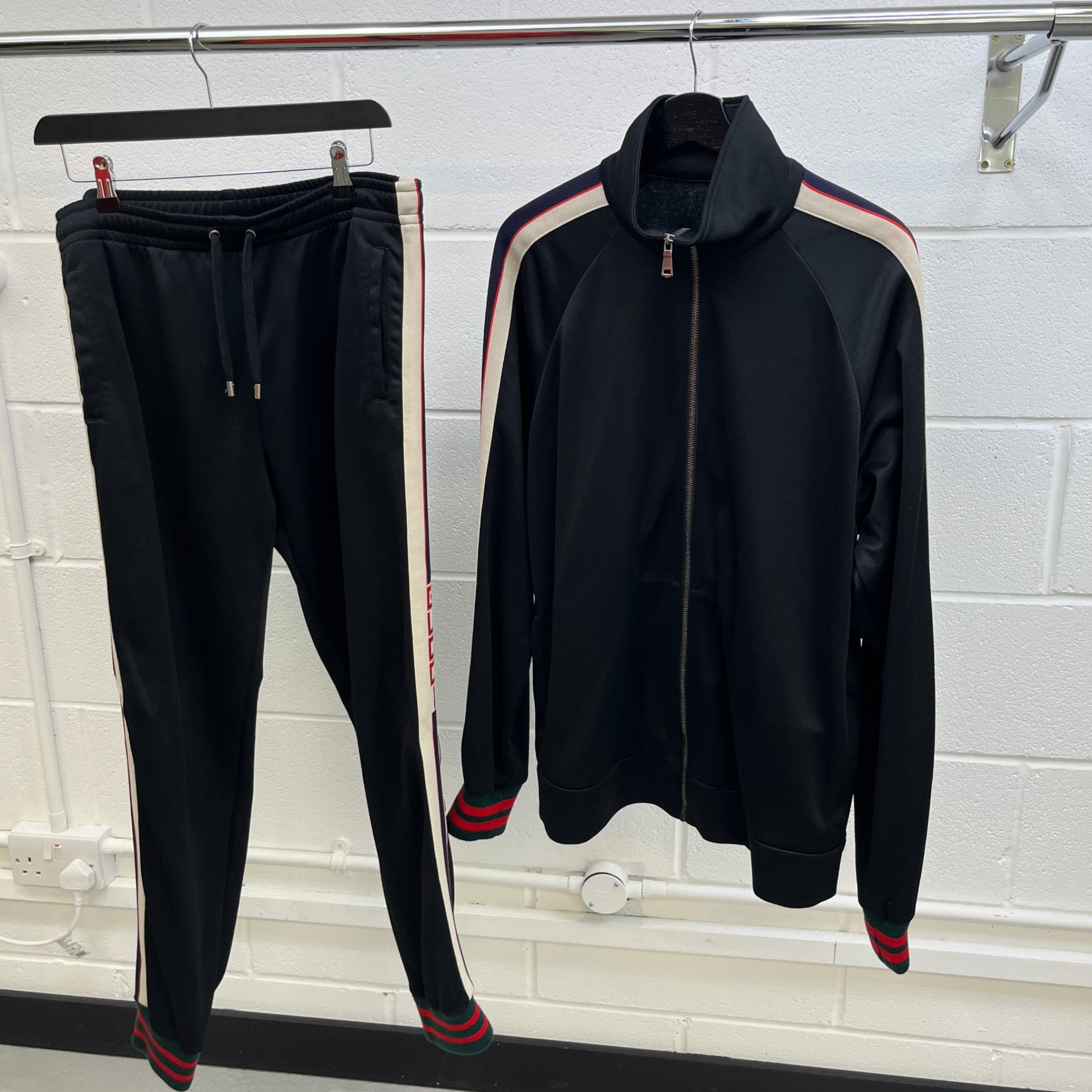 Men's Tape Logo Full Tracksuit Black Size L