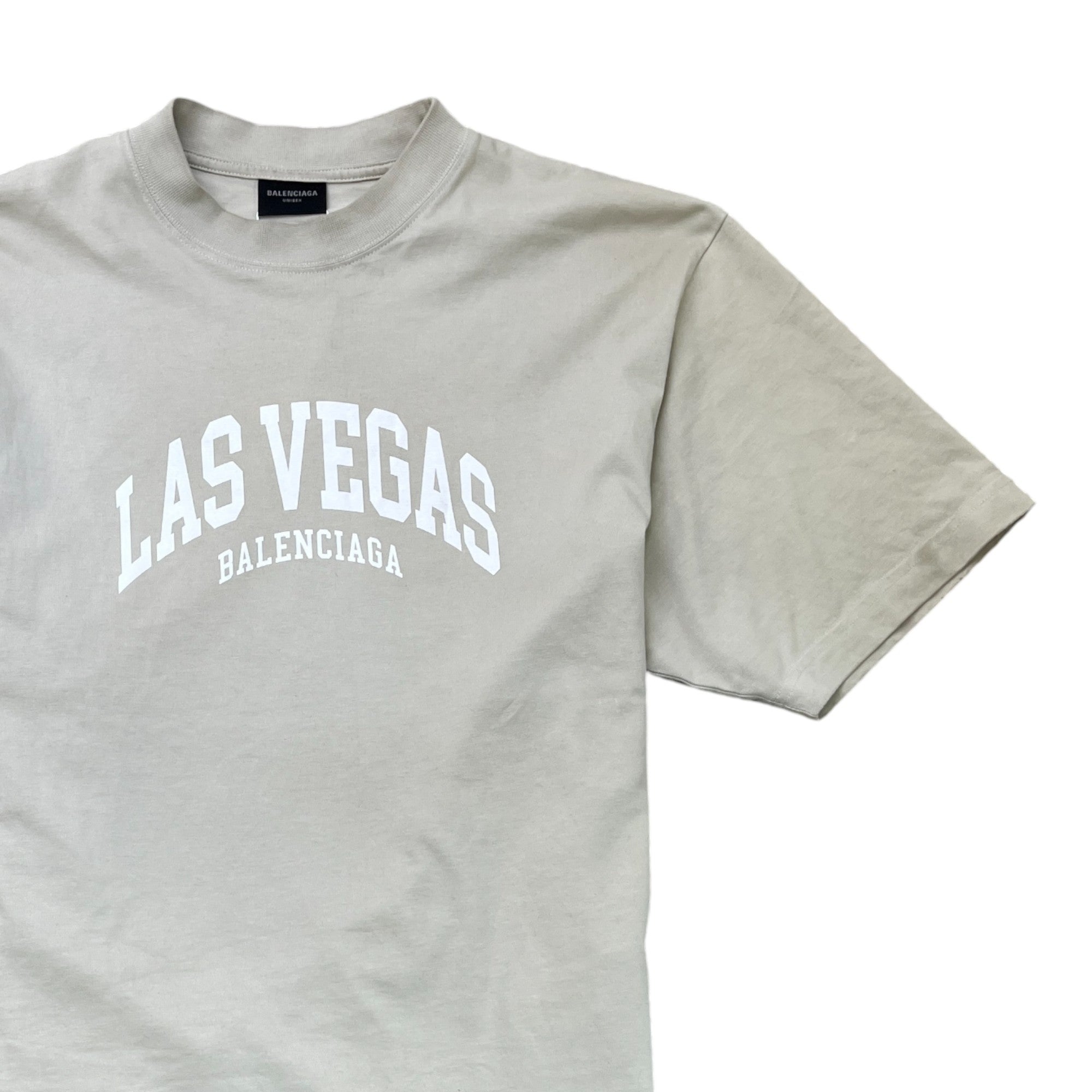 Men's Las Vegas Logo Print T-Shirt Beige Size XXS