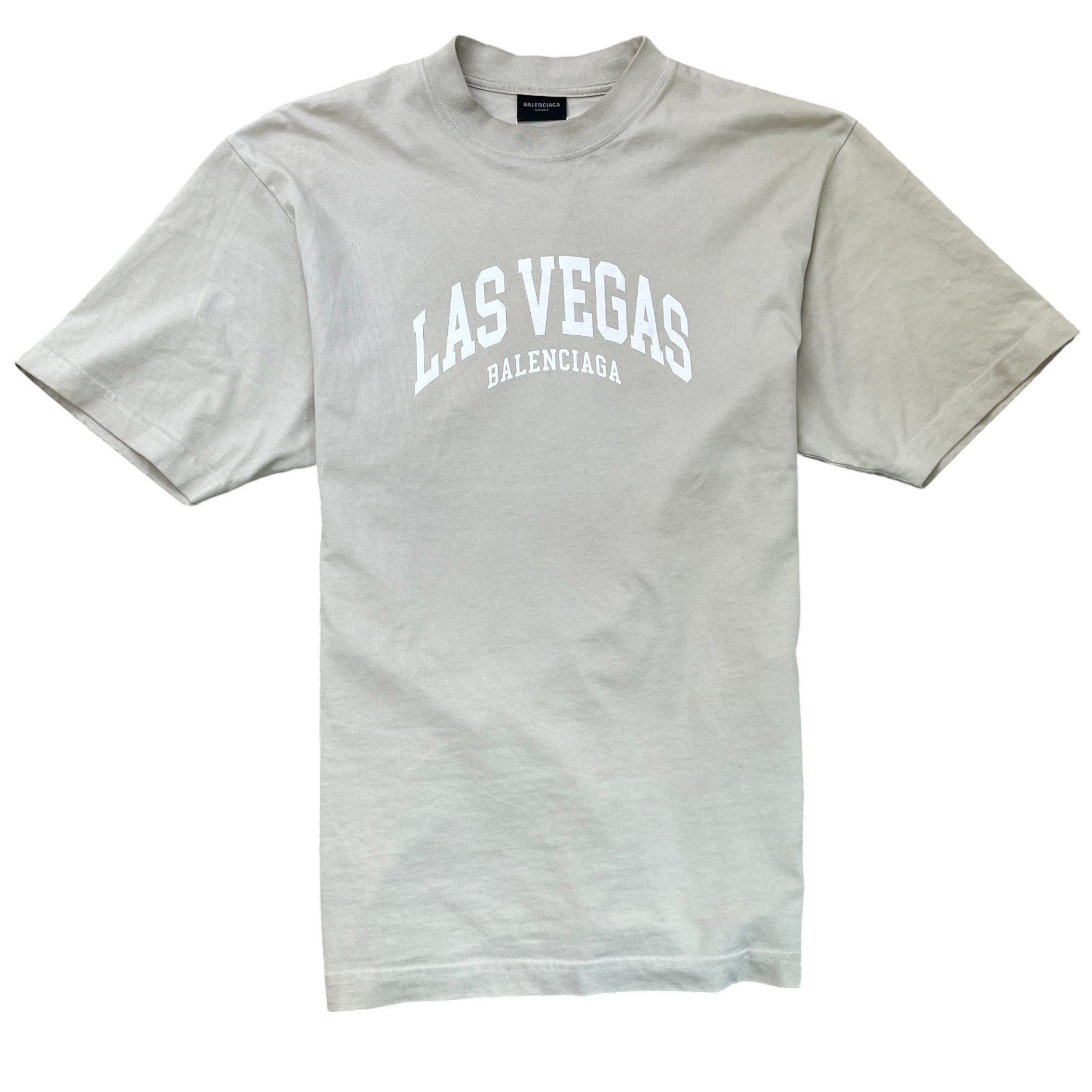 Men's Las Vegas Logo Print T-Shirt Beige Size XXS