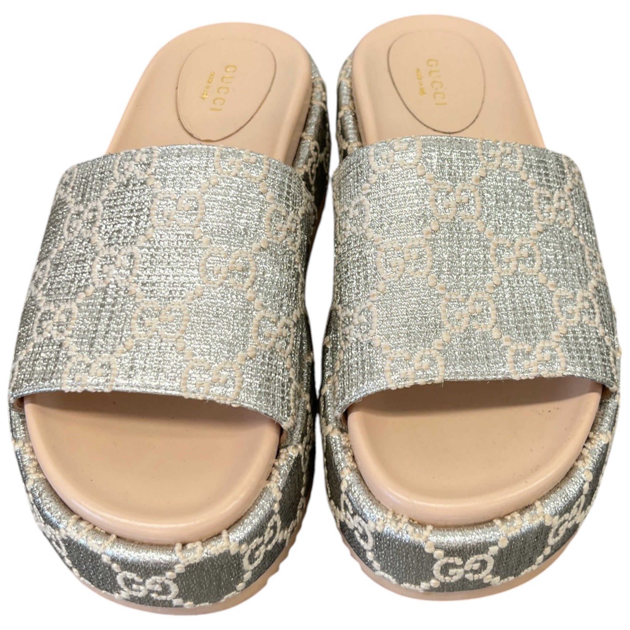 Women's Angelina Platform Slides Silver Size EU 38.5 / UK 5.5