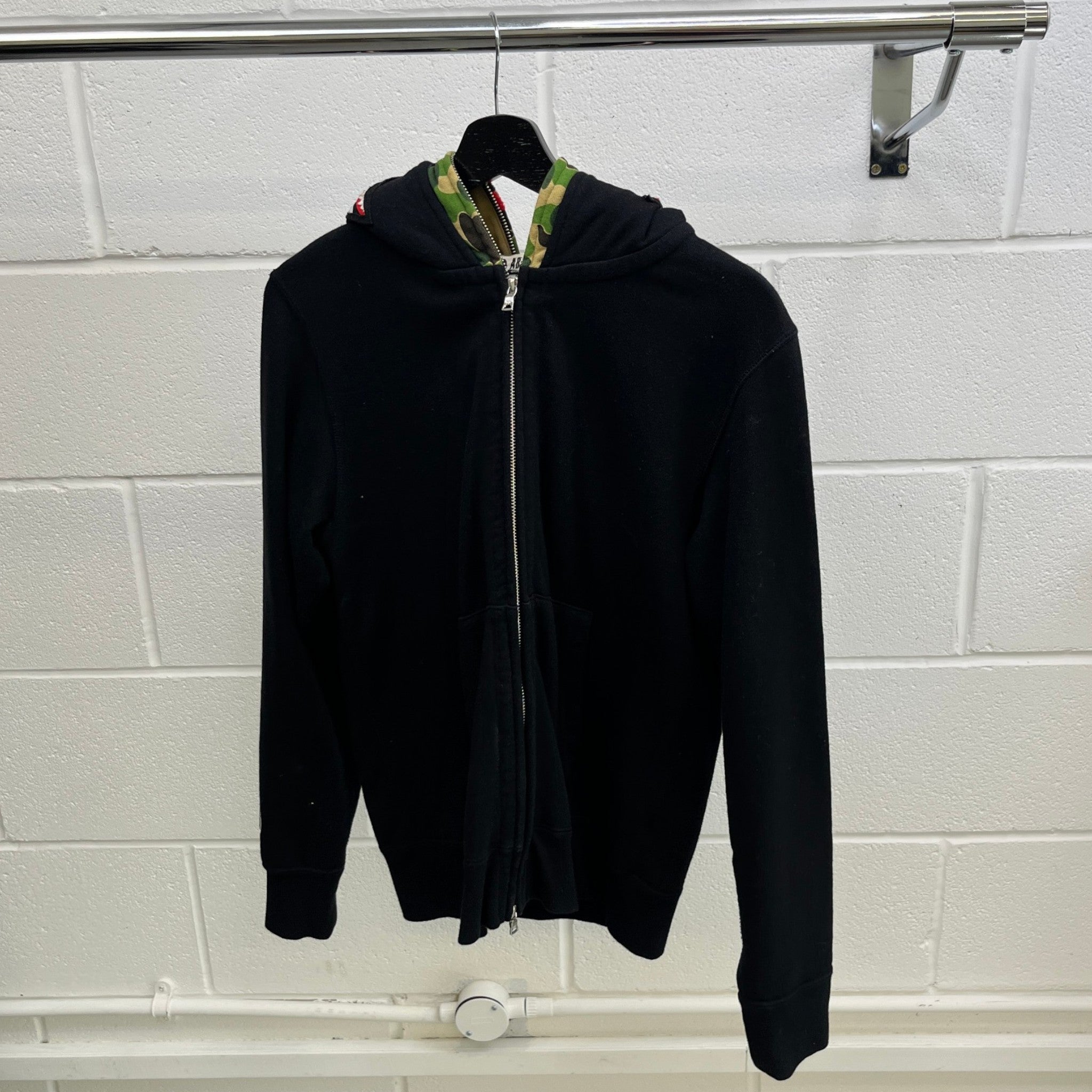 Men's Shark Full Zip Hoodie Black Size S