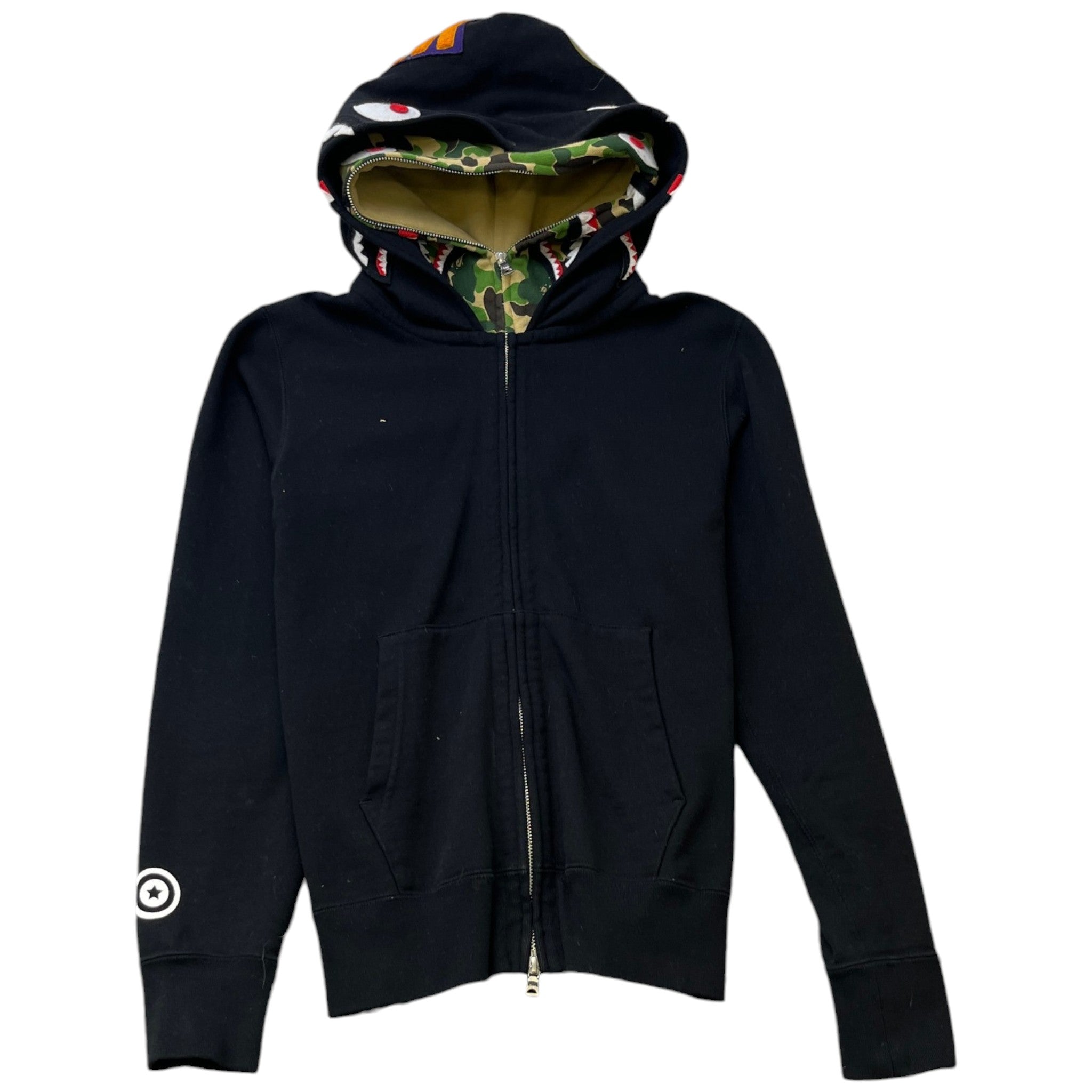 Men's Shark Full Zip Hoodie Black Size S