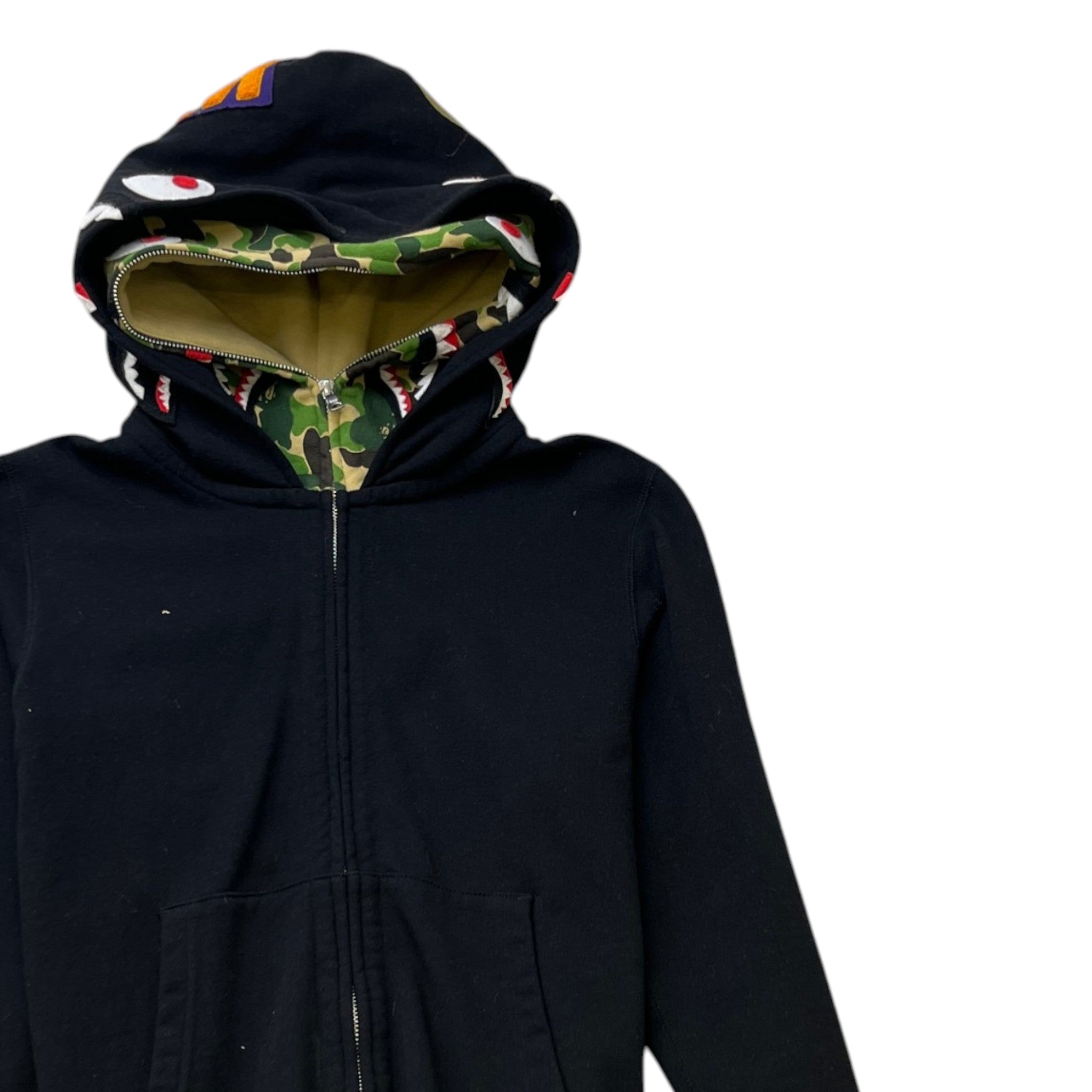 Men's Shark Full Zip Hoodie Black Size S