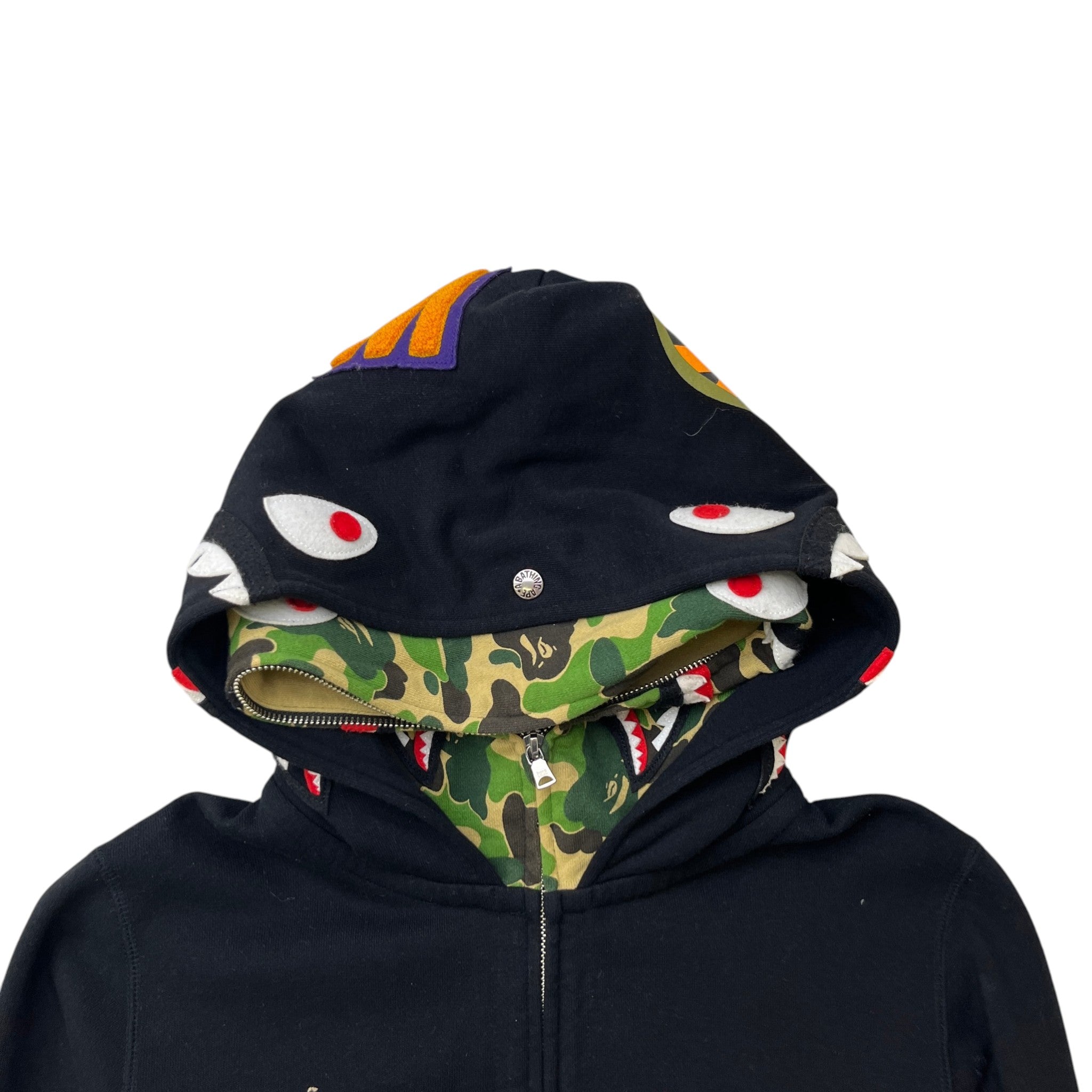 Men's Shark Full Zip Hoodie Black Size S