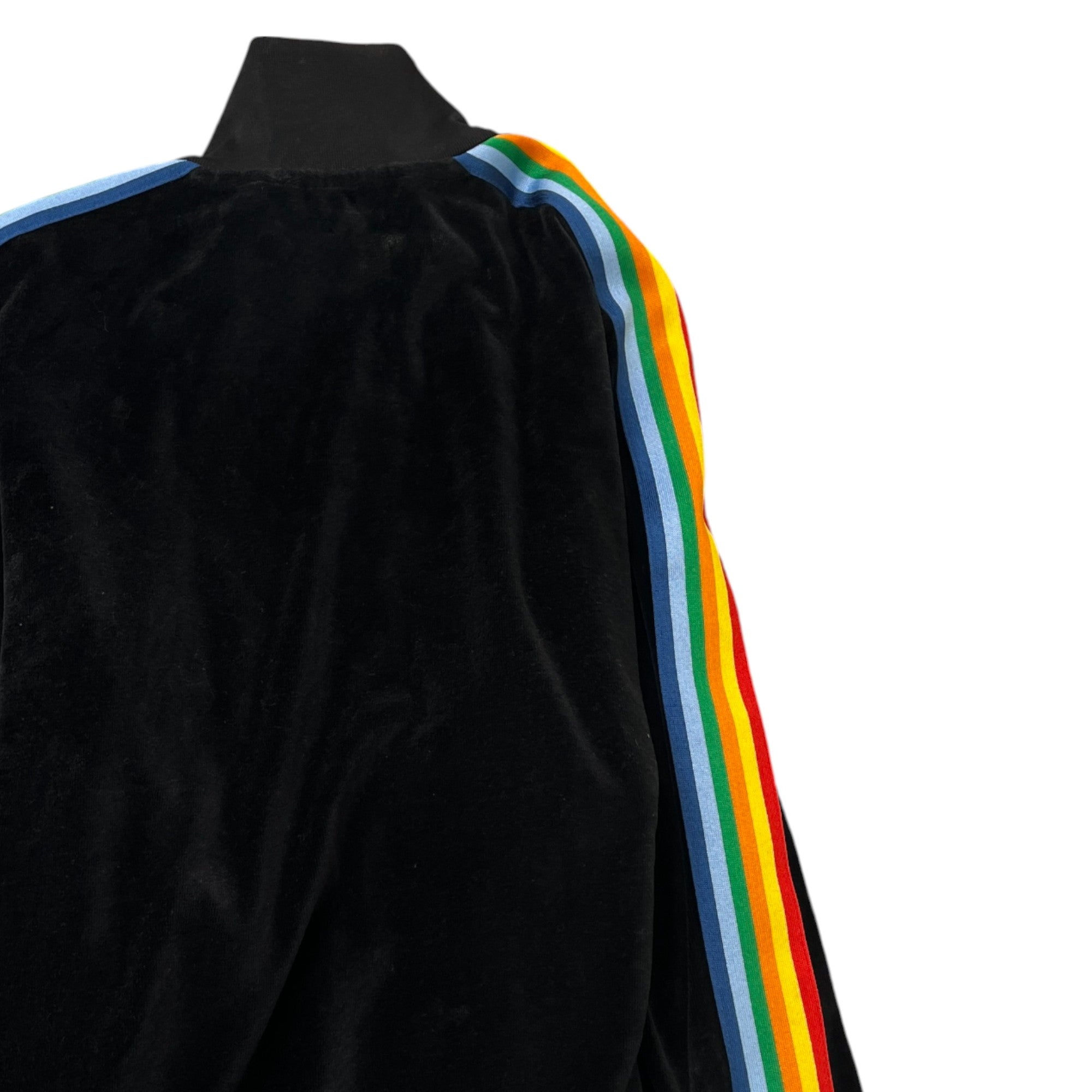 Men's Rainbow Stripe Track Jacket Black Size L