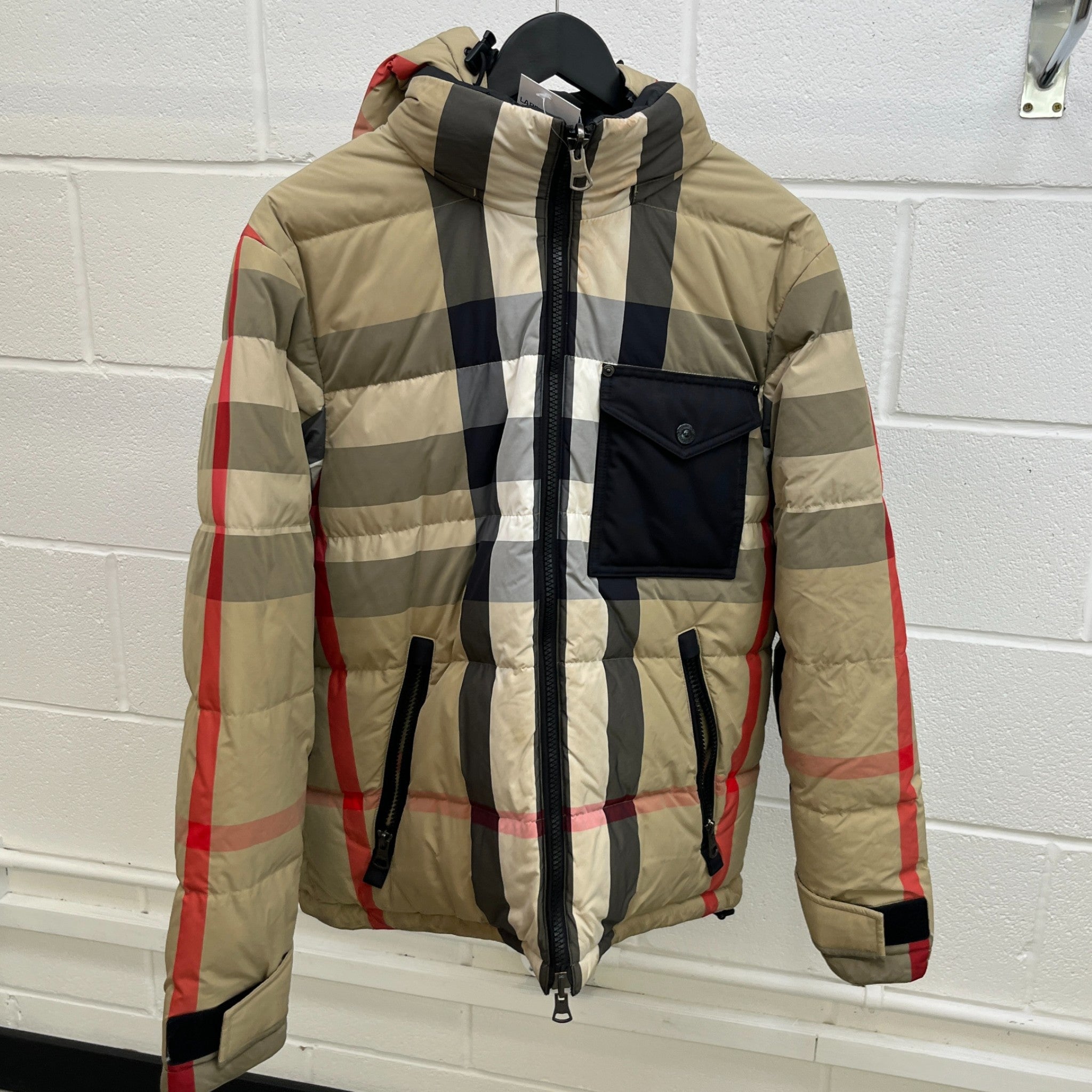 Men's Reversible Check Down Jacket Black Size S