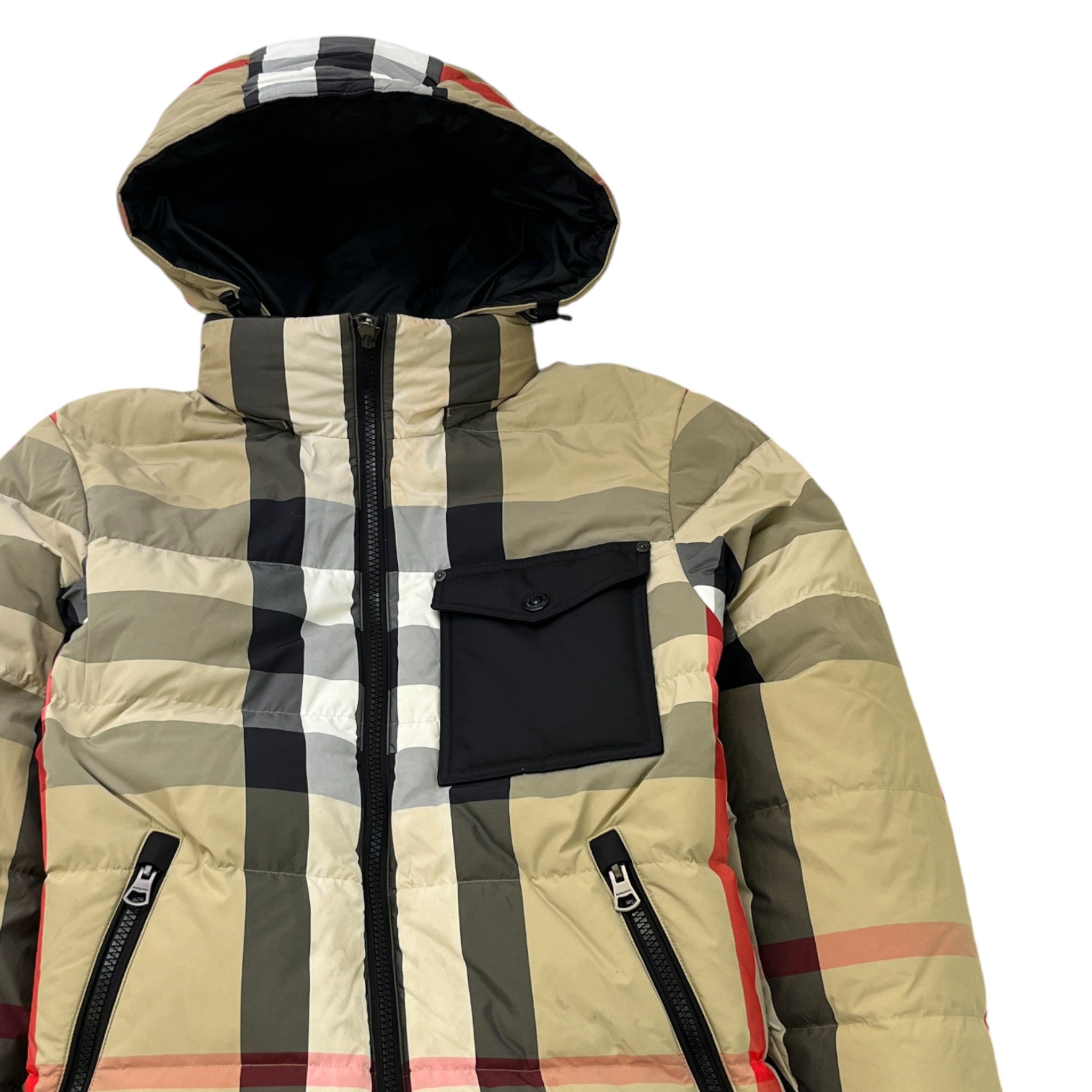 Men's Reversible Check Down Jacket Black Size S