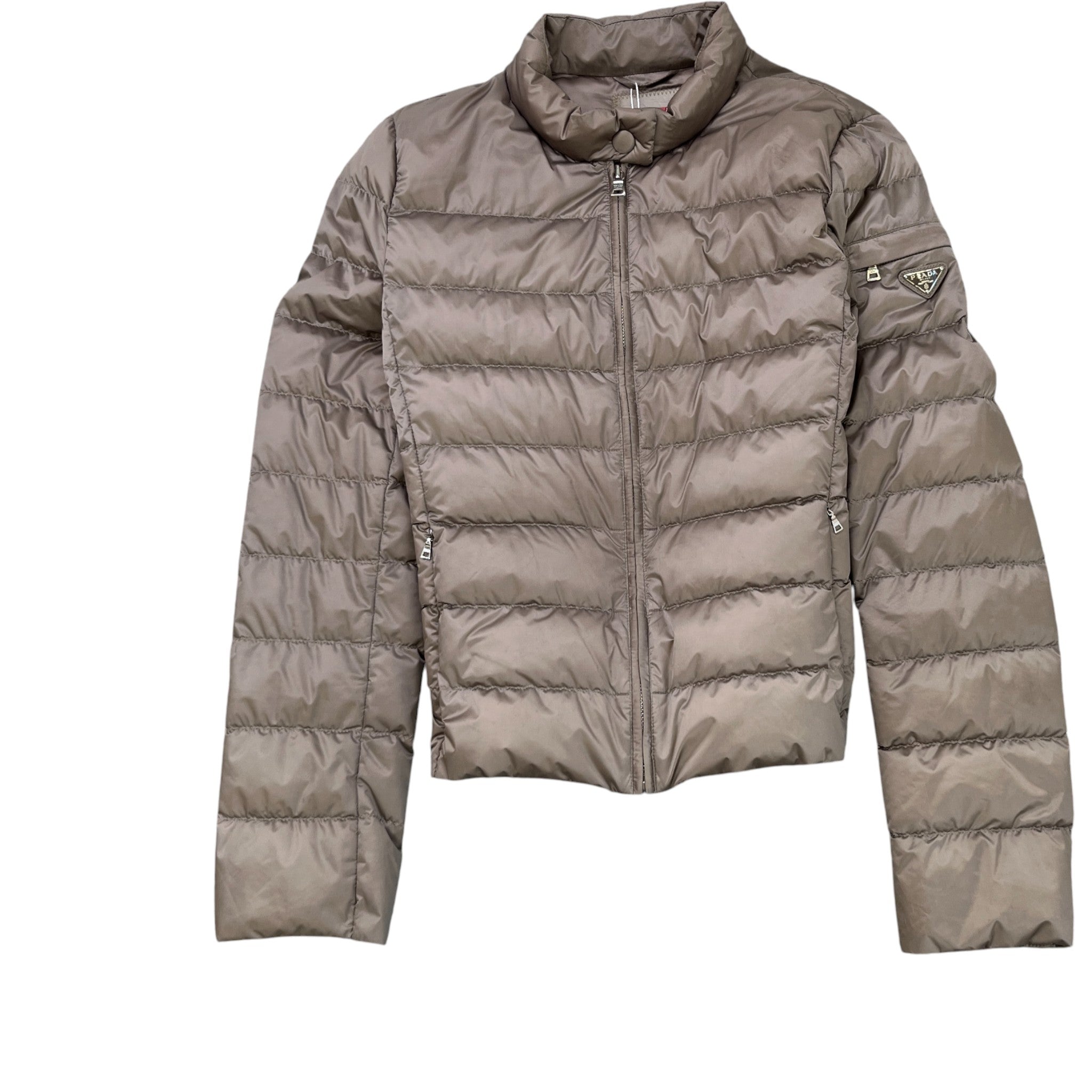 Women's Plaque Logo Down Jacket Grey Size IT 42 / UK 10