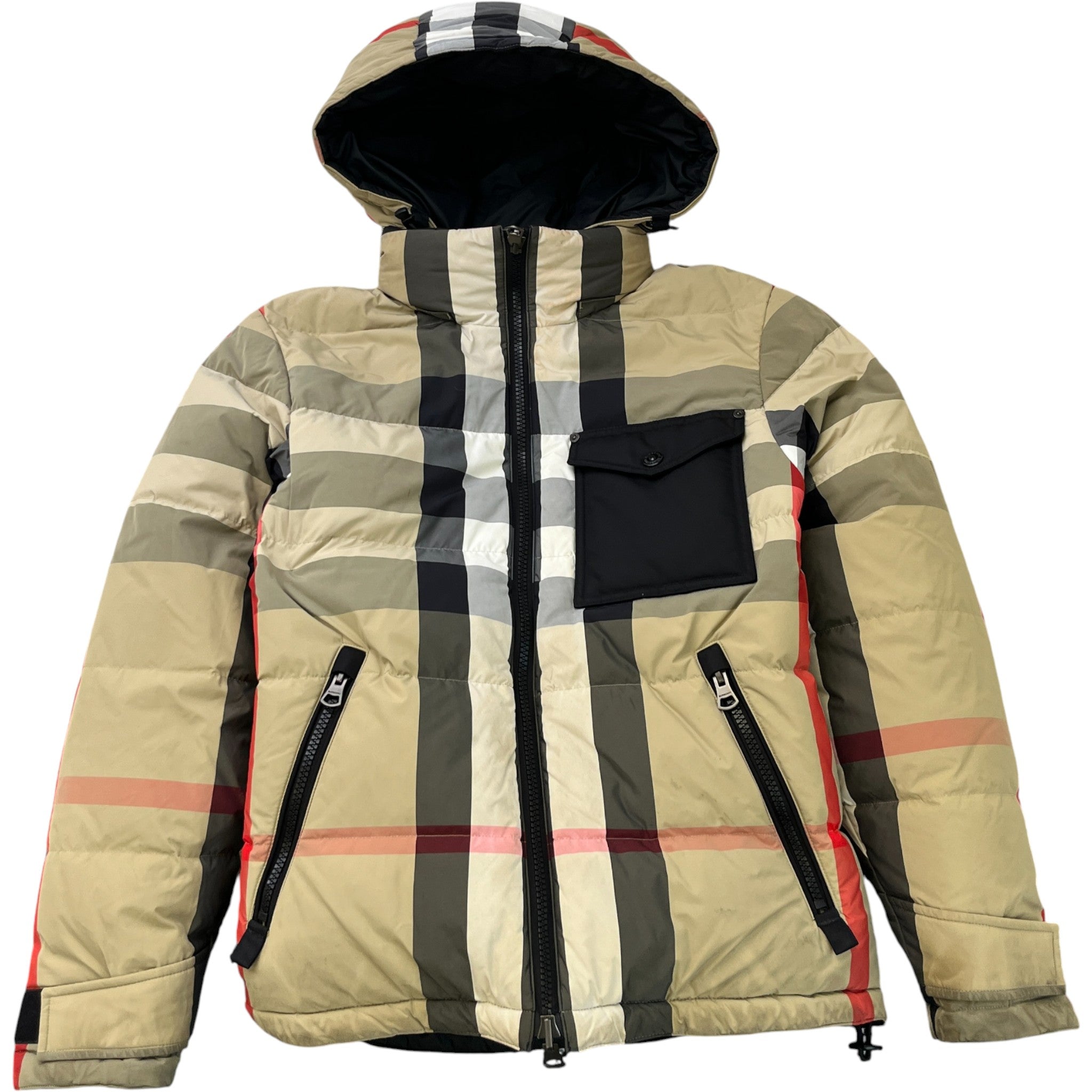 Men's Reversible Check Down Jacket Black Size S