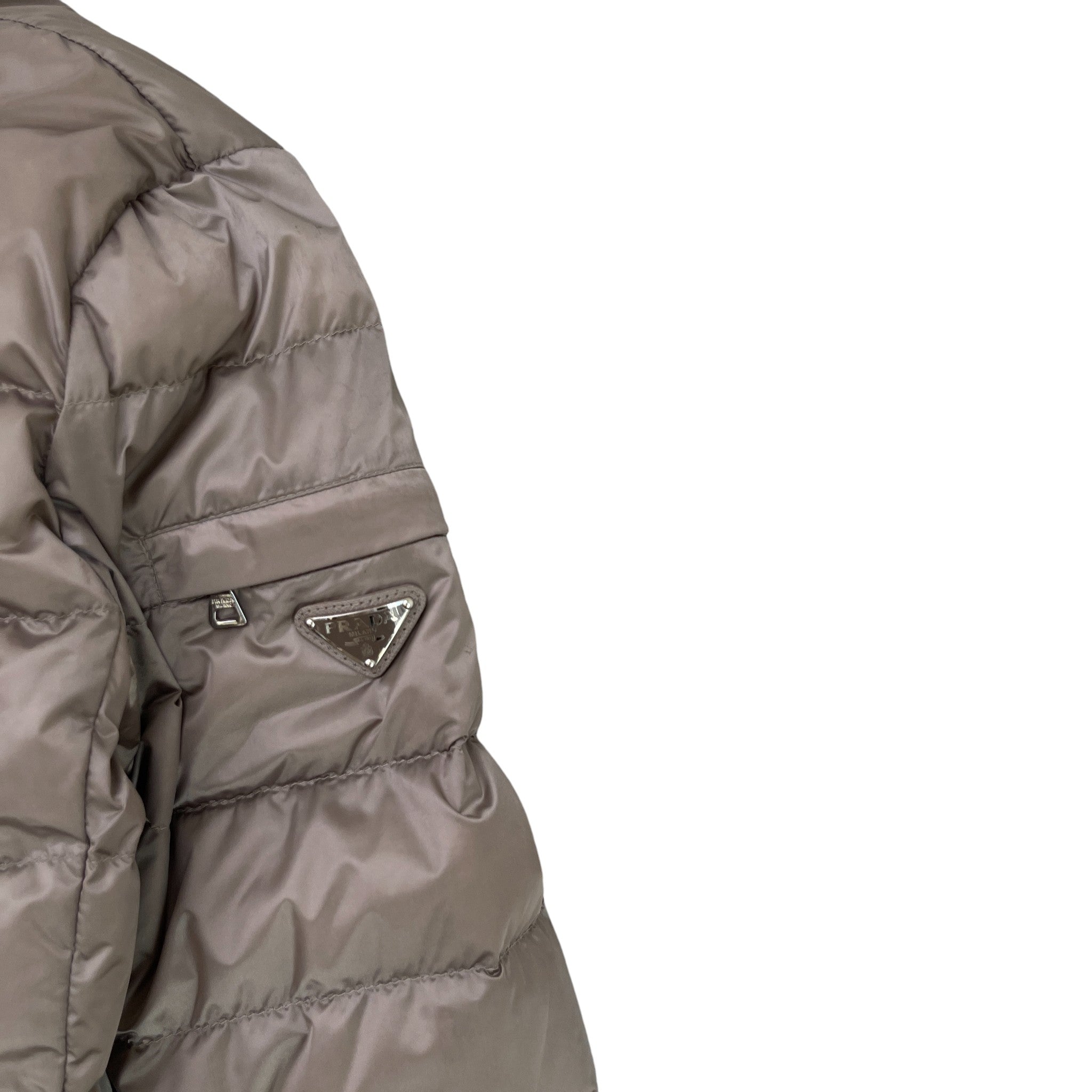 Women's Plaque Logo Down Jacket Grey Size IT 42 / UK 10