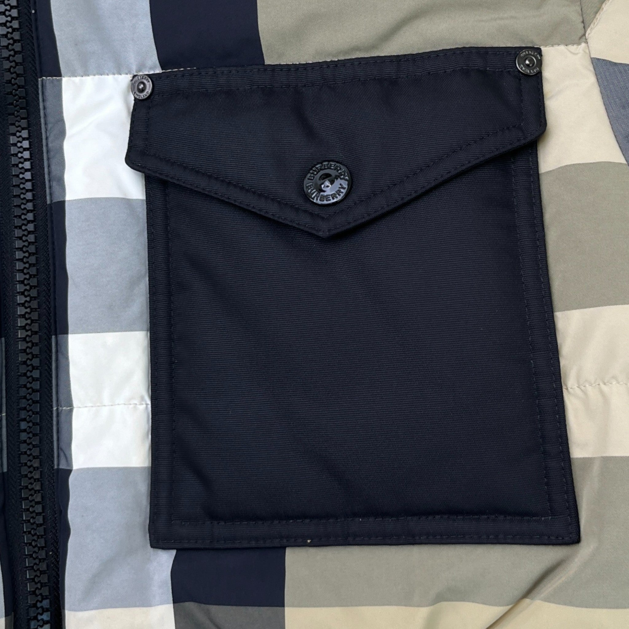 Men's Reversible Check Down Jacket Black Size S