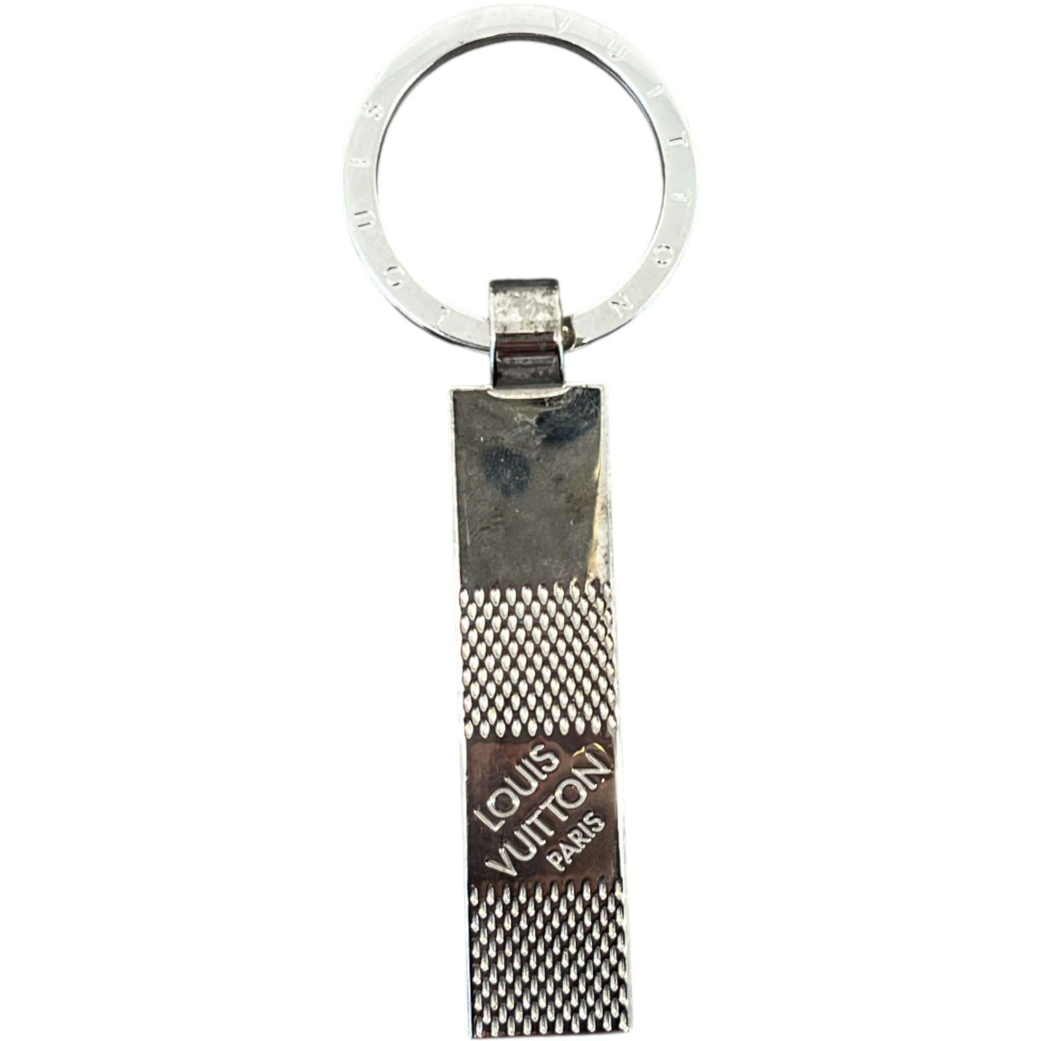 Men's Damier Logo Keyring Silver