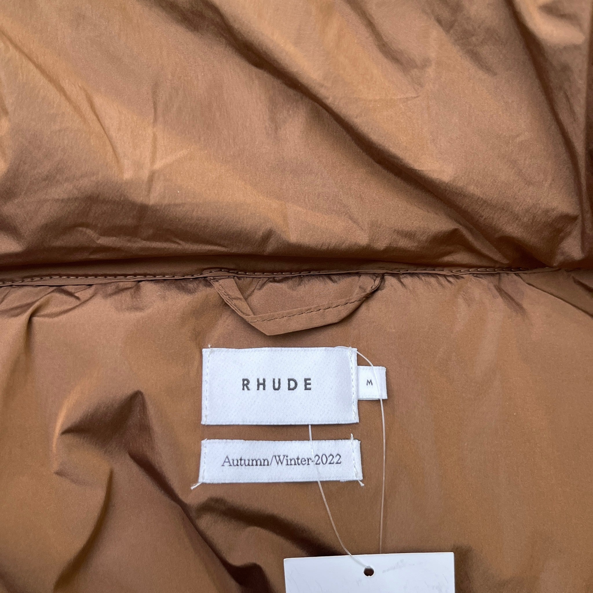 Men's Logo Print Down Jacket Brown Size M
