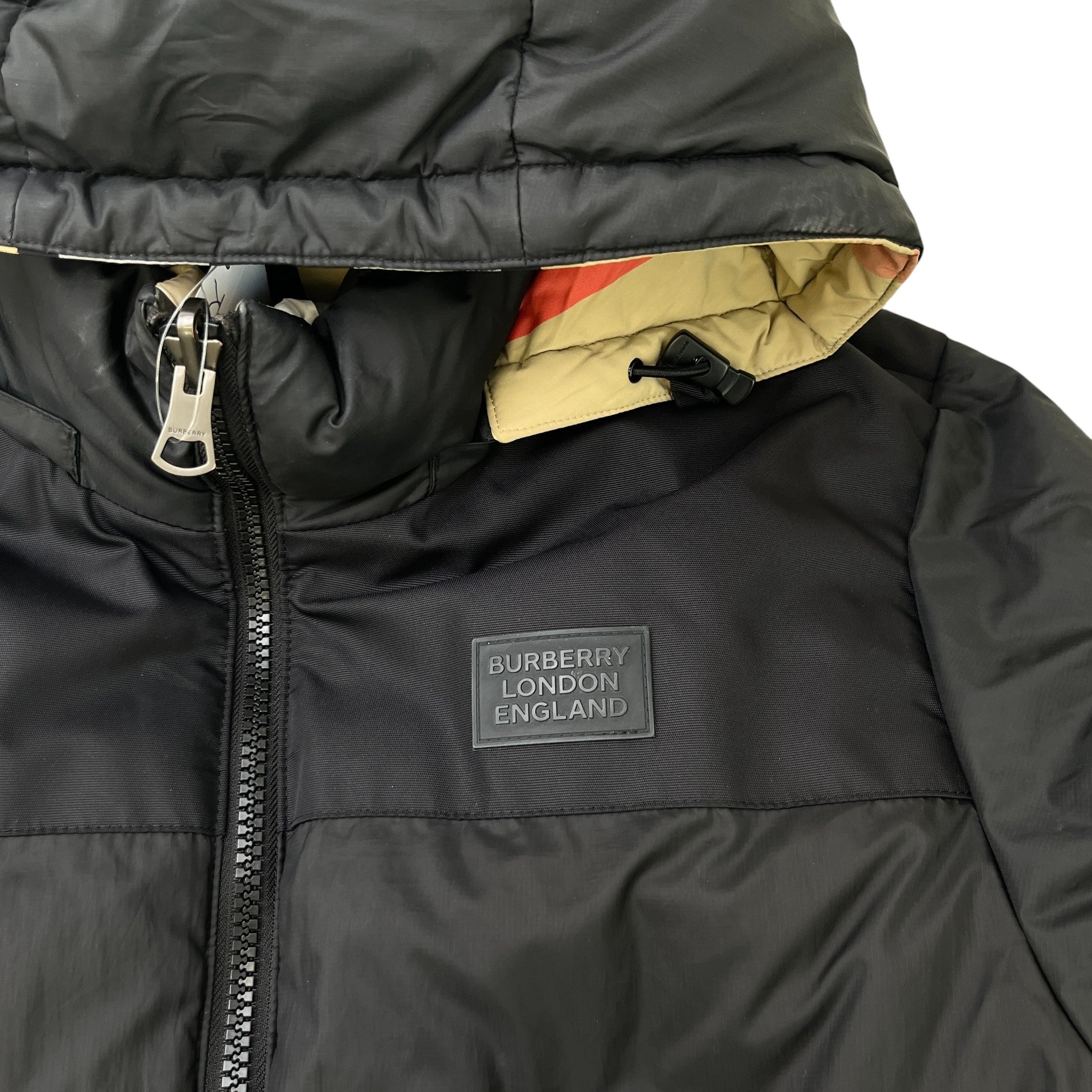 Men's Reversible Check Down Jacket Black Size S