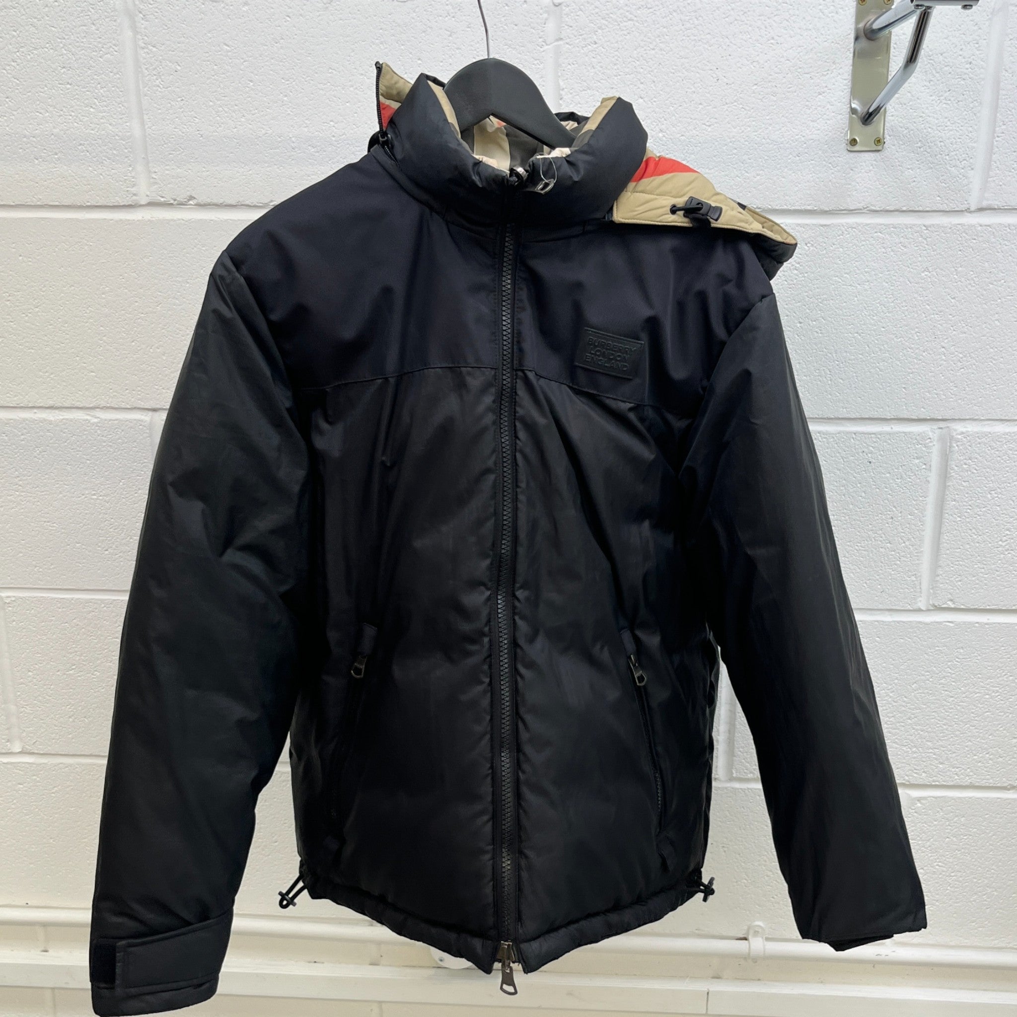 Men's Reversible Check Down Jacket Black Size S