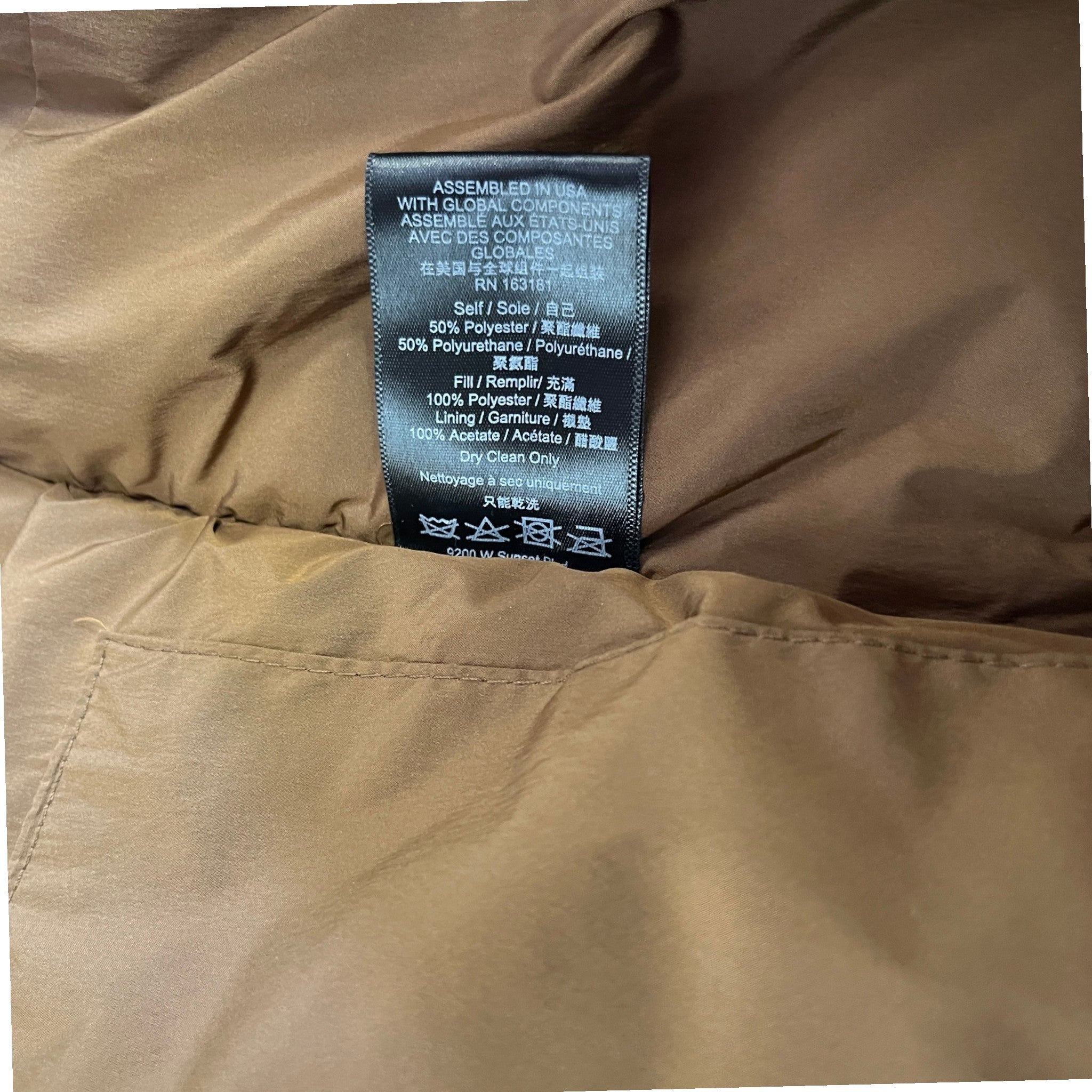 Men's Logo Print Down Jacket Brown Size M