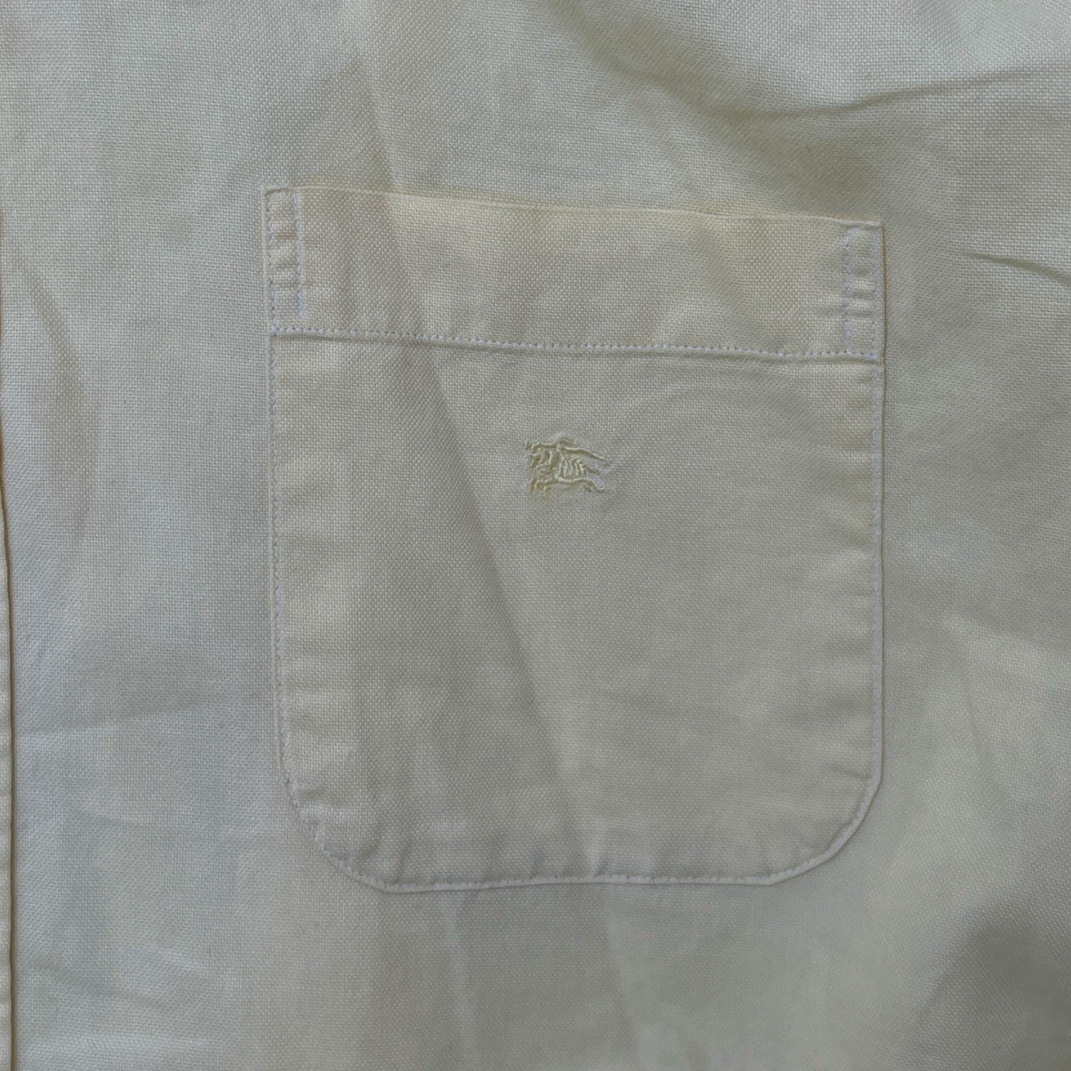 Men's Embroidered Pocket Logo Long Sleeve Shirt Yellow Size L