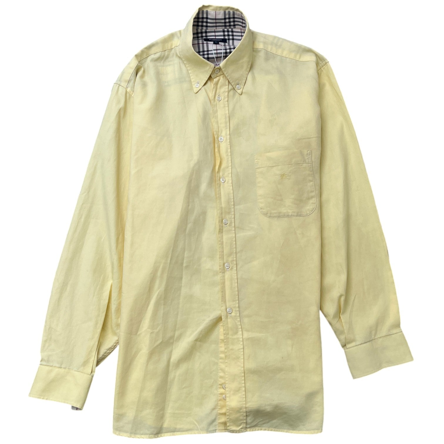 Men's Embroidered Pocket Logo Long Sleeve Shirt Yellow Size L