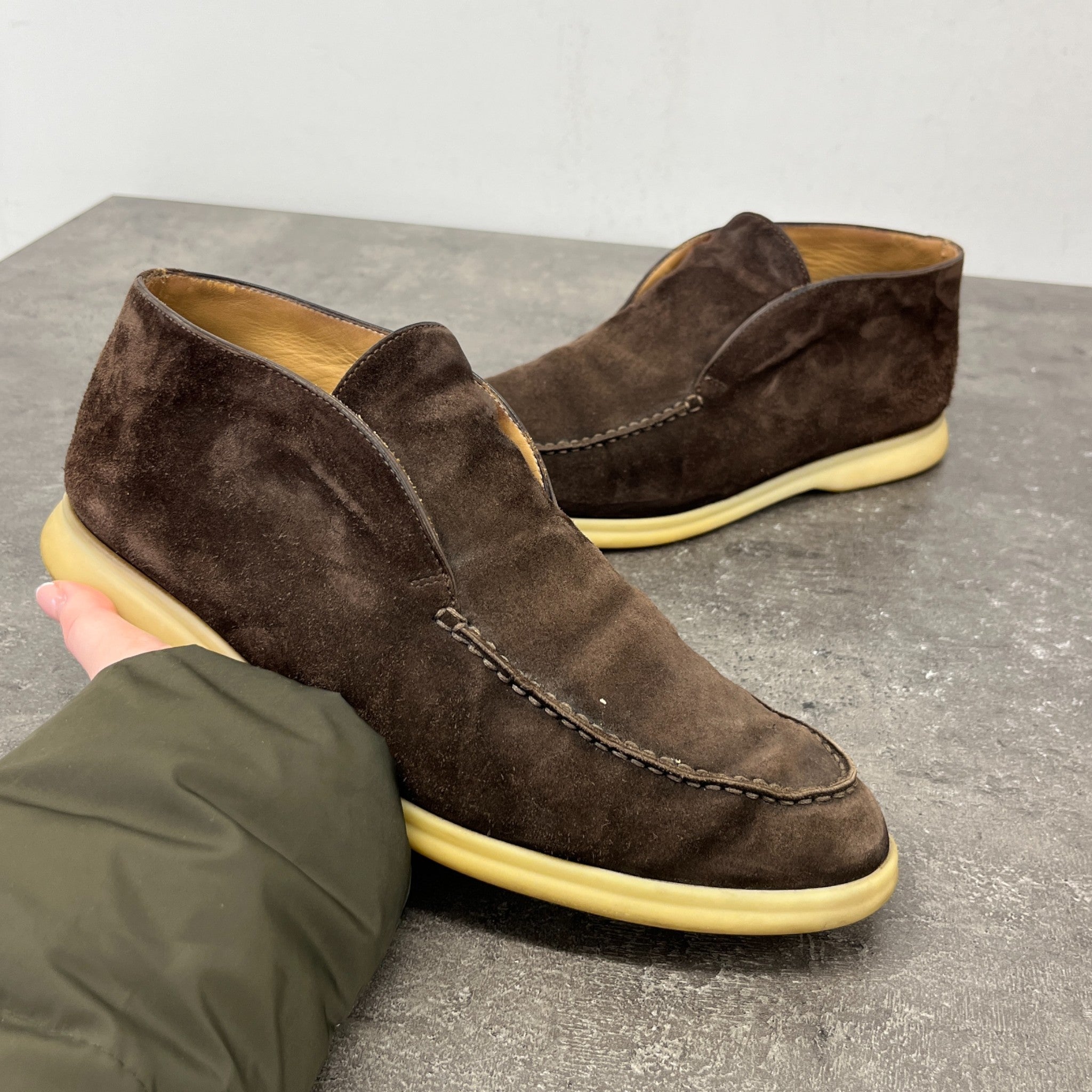 Men's Open Walk Ankle Loafers Brown Size EU 42 / UK 8