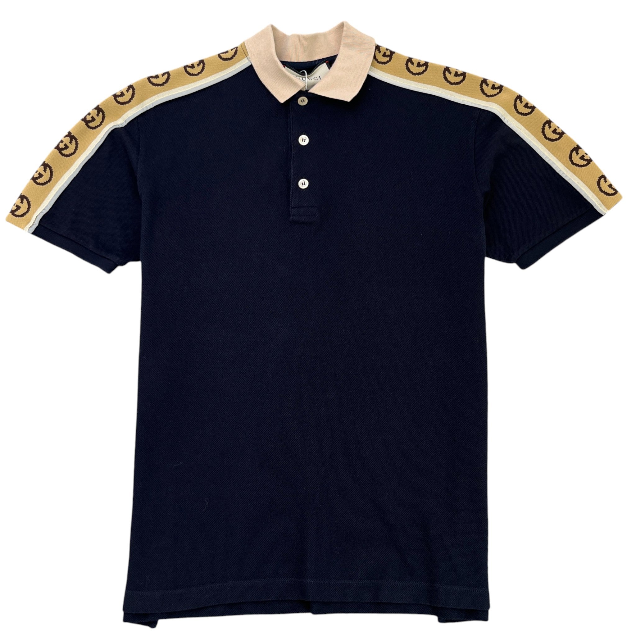 Men's Tape Logo Polo Shirt Navy Size M