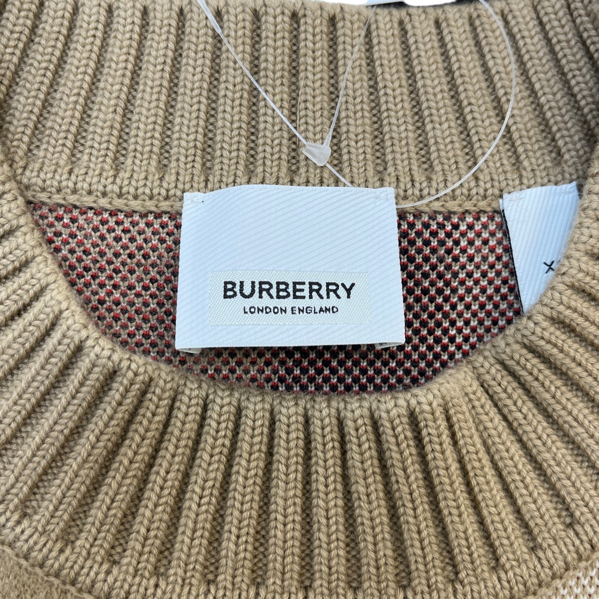 Women's Checkered Jumper Beige Size XS