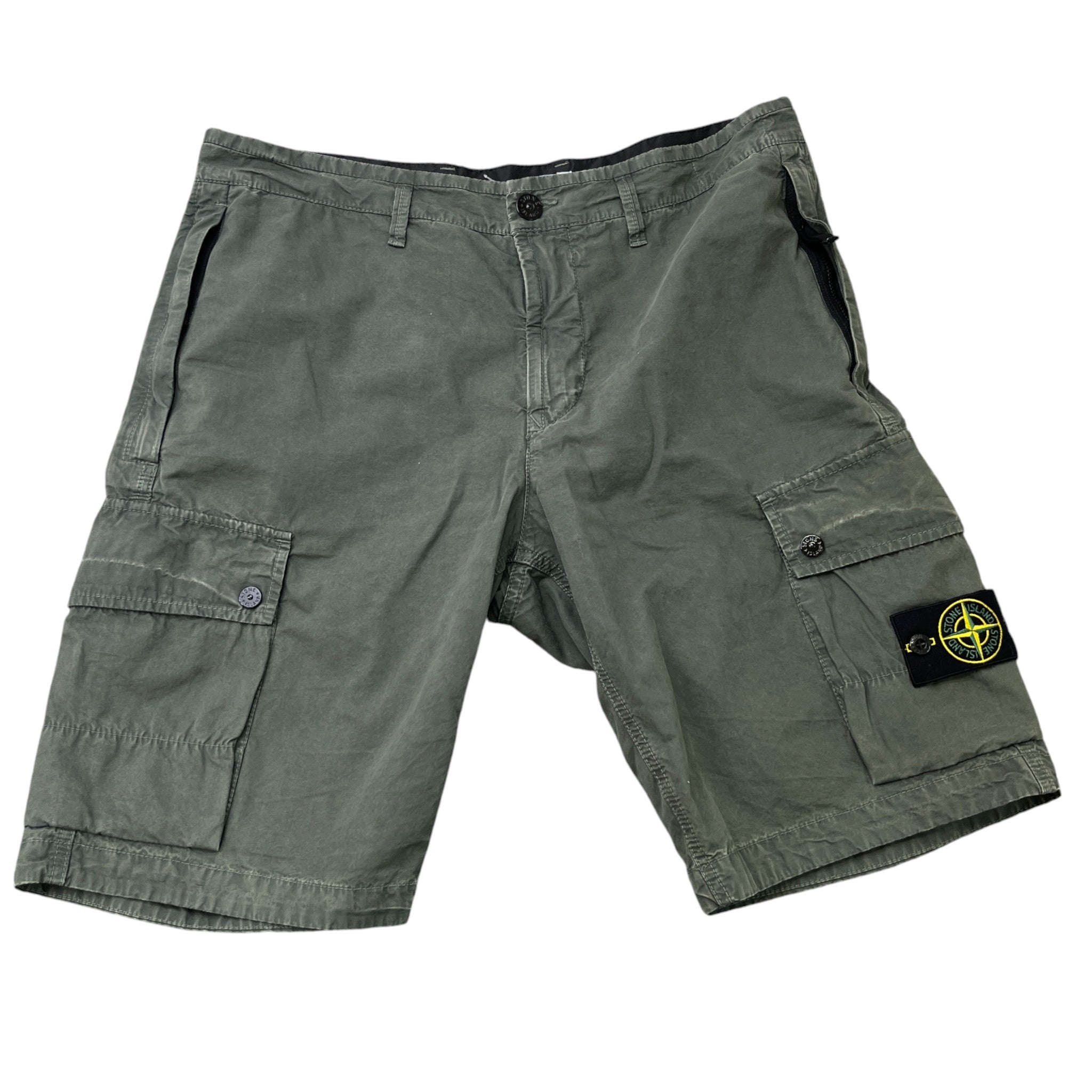 Men's Applique Logo Shorts Khaki Size Waist 34"