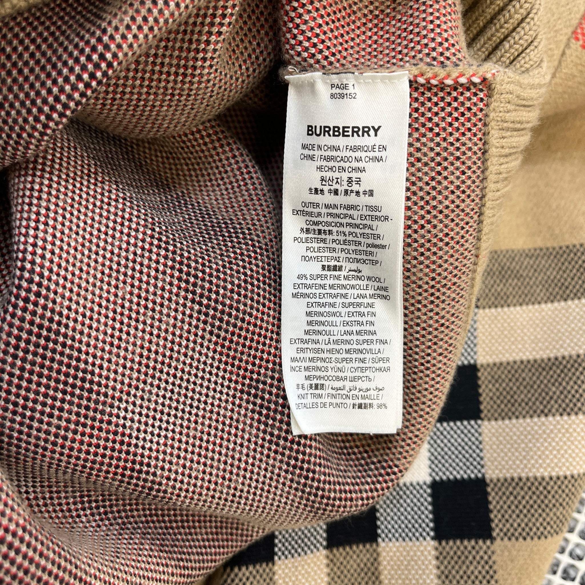 Women's Checkered Jumper Beige Size XS