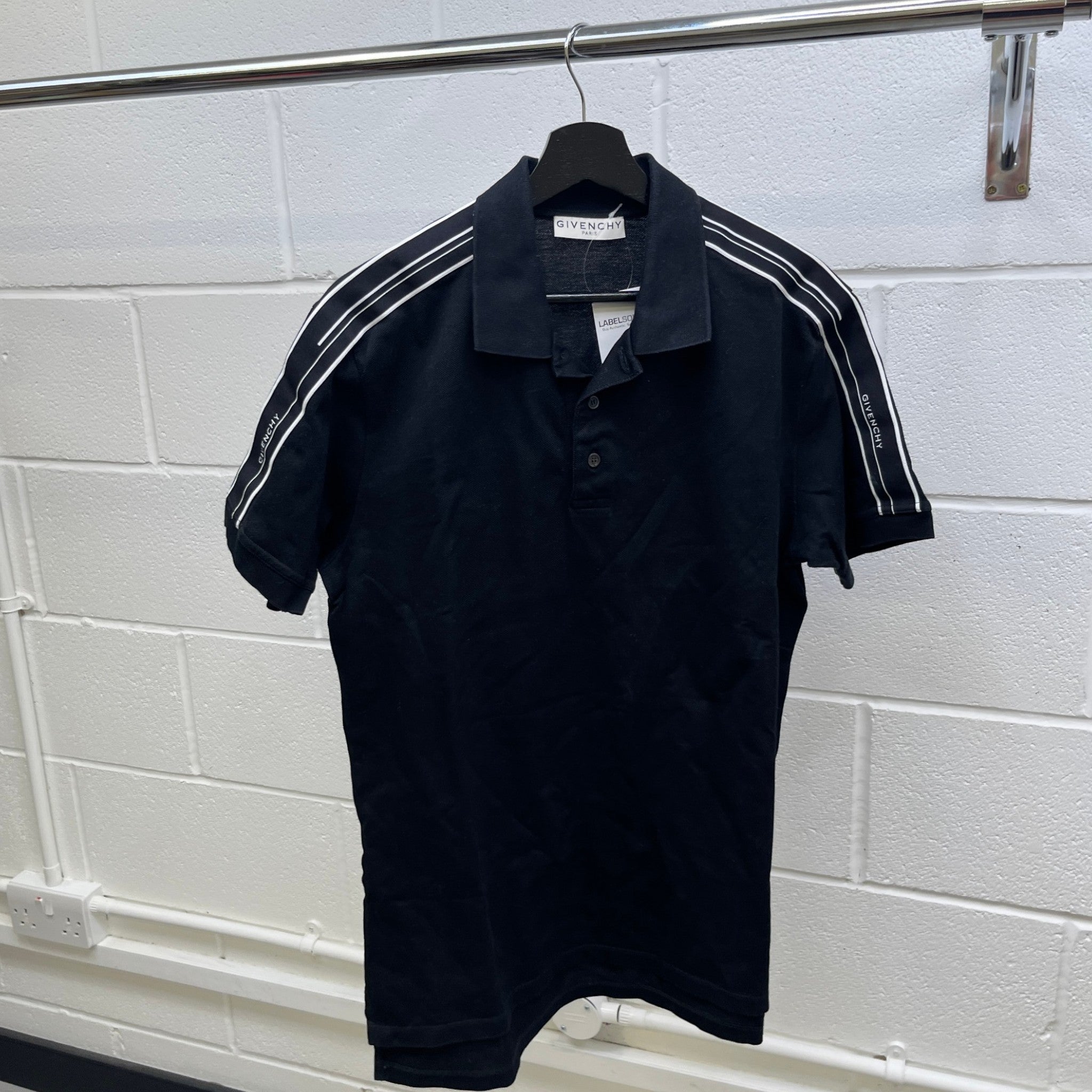 Men's Logo Strip Polo Shirt Black Size S