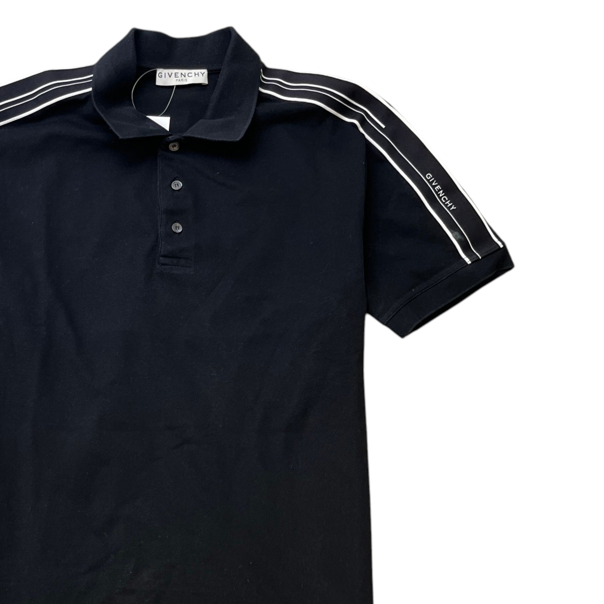 Men's Logo Strip Polo Shirt Black Size S