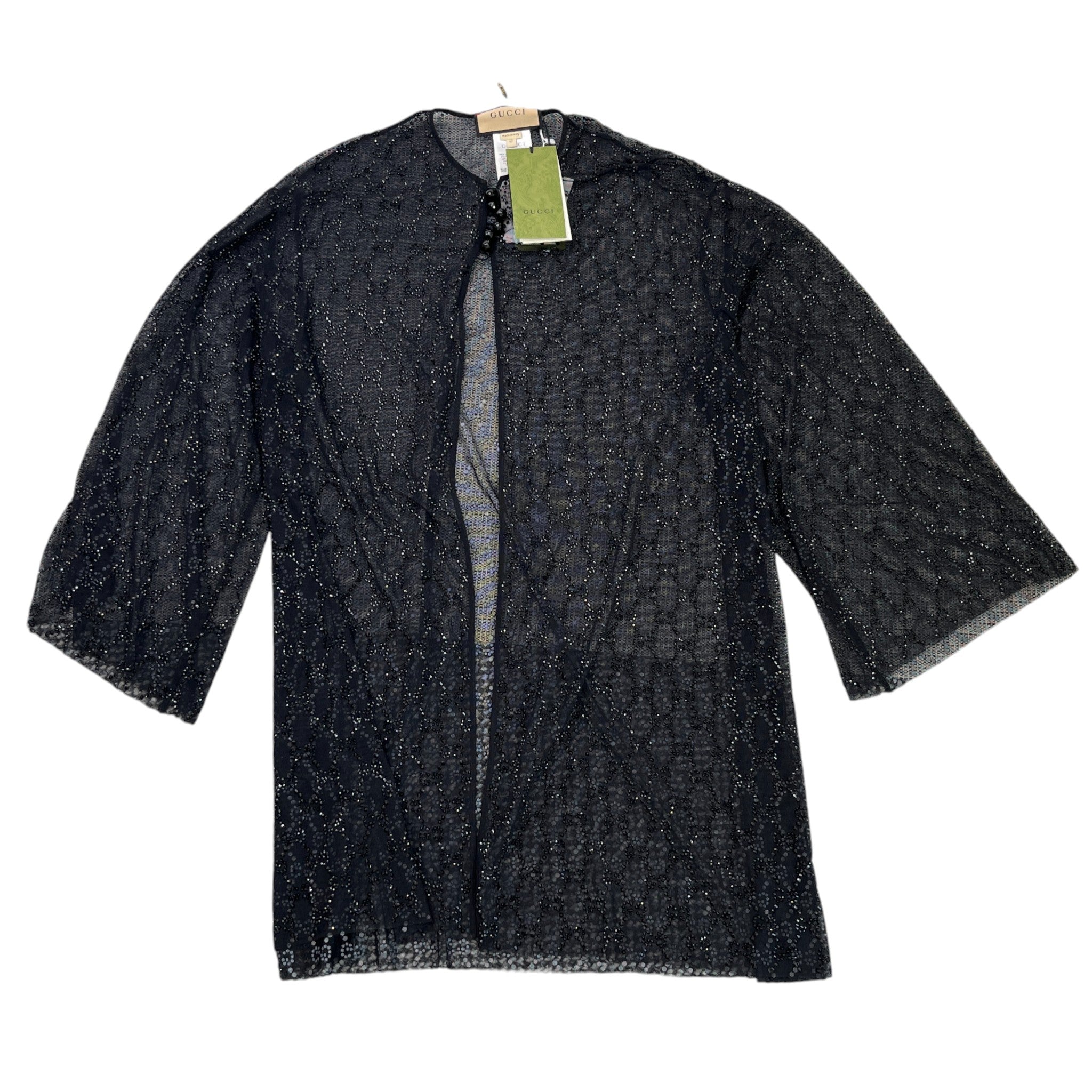 Women's Gg Crystal Embelished Tulle OverShirt Black Size L