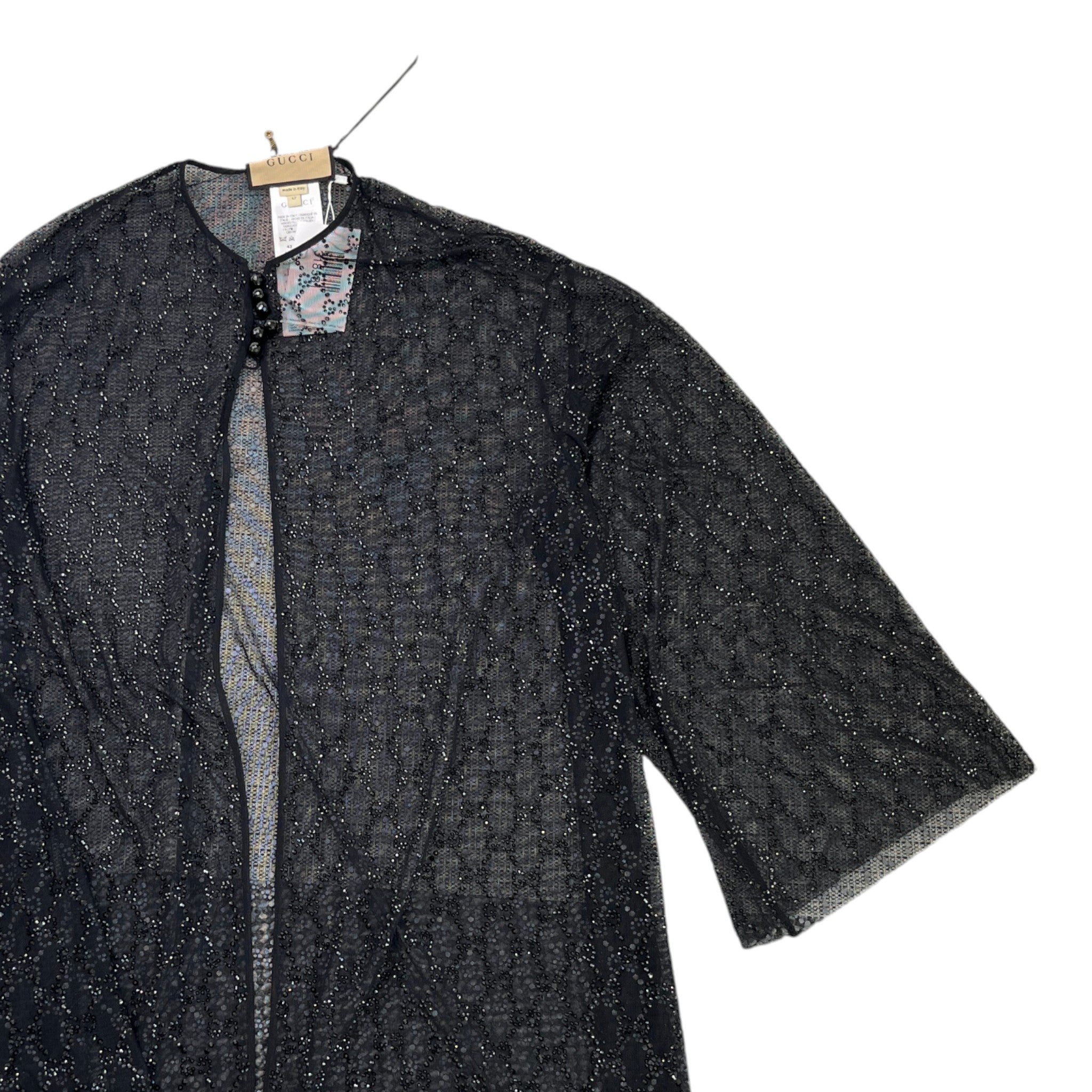 Women's Gg Crystal Embelished Tulle OverShirt Black Size L