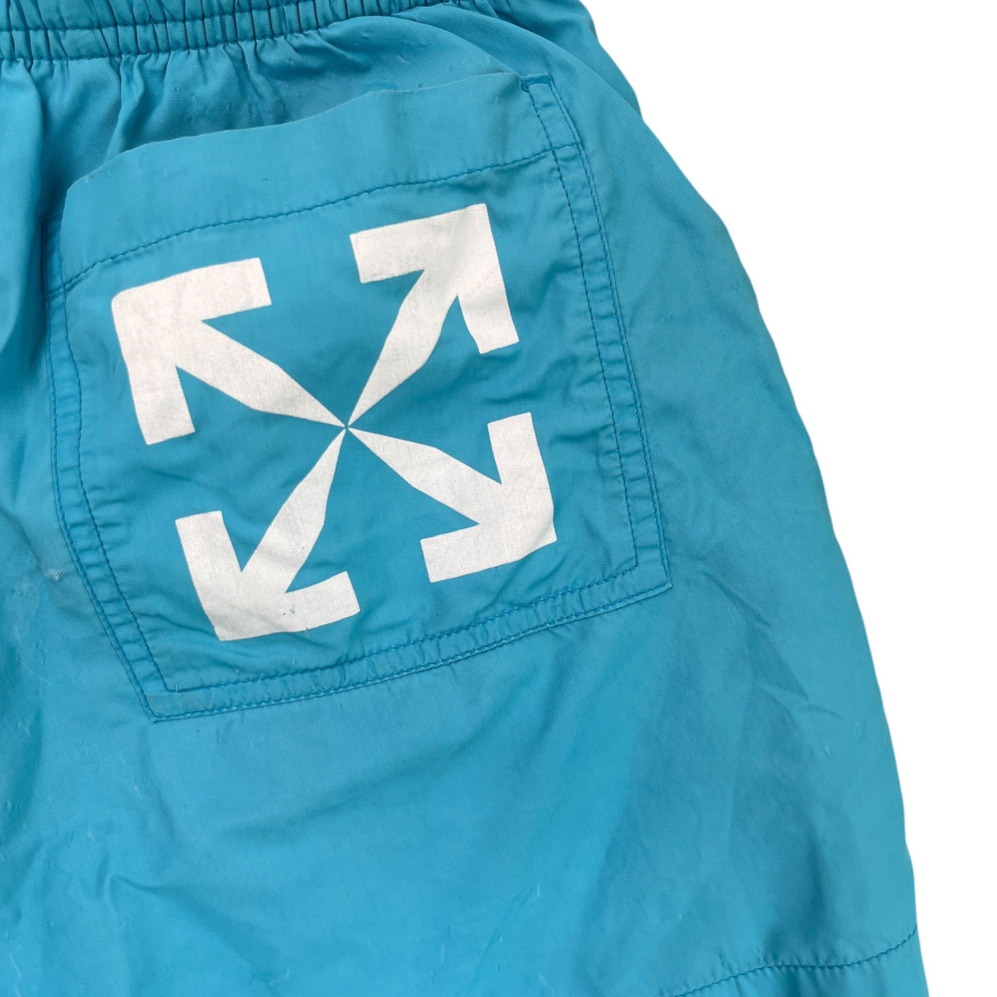 Men's Arrow Logo Swim Shorts Blue Size XXS