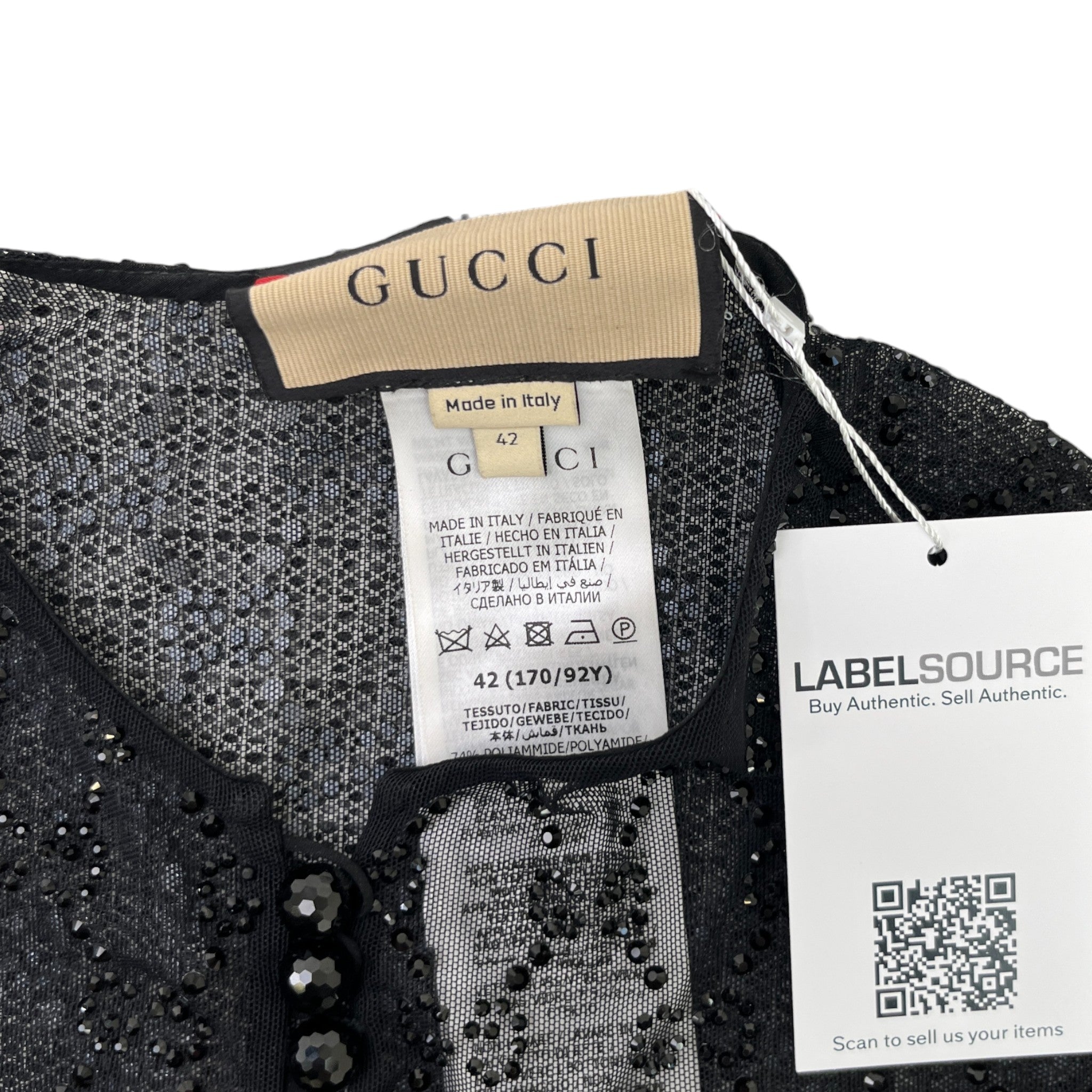 Women's Gg Crystal Embelished Tulle OverShirt Black Size L