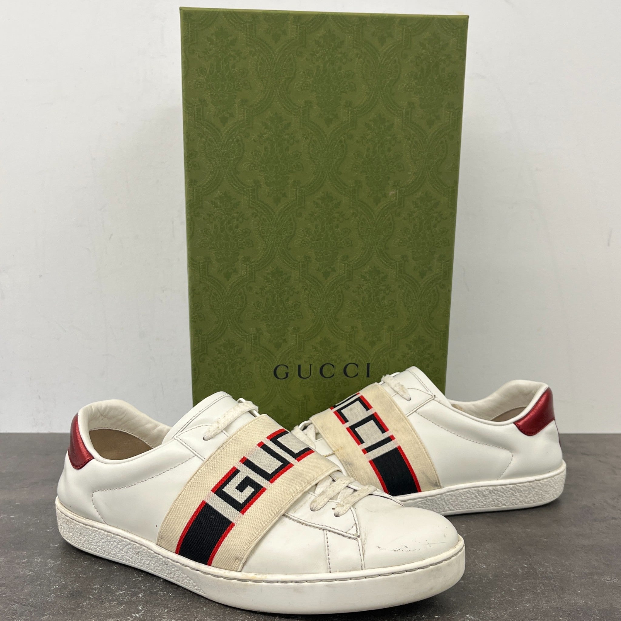 Men's Ace Stripe Low Trainers White Size EU 41.5 / UK 7.5