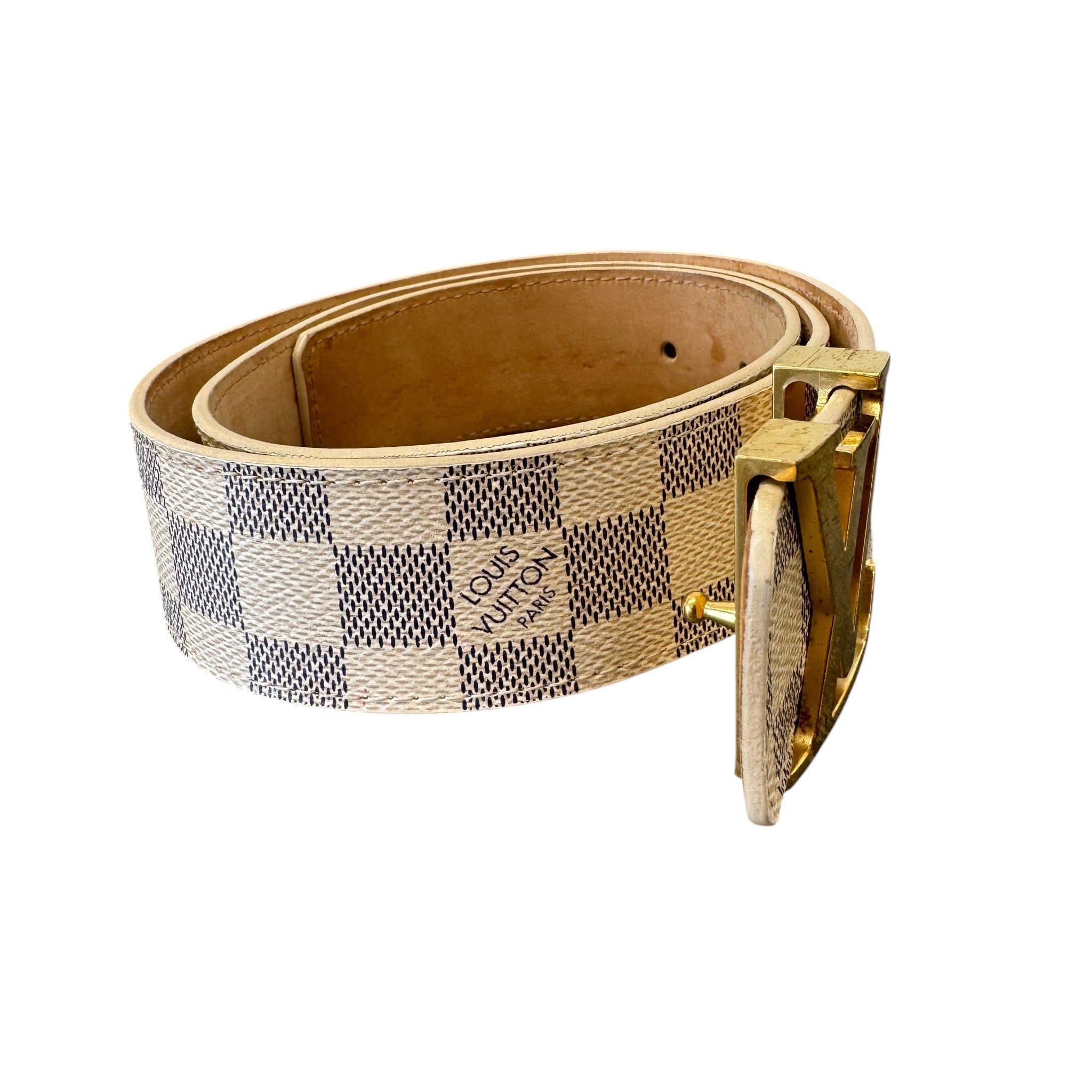 Men's Damier Azur Initals Belt White Size Waist 34"