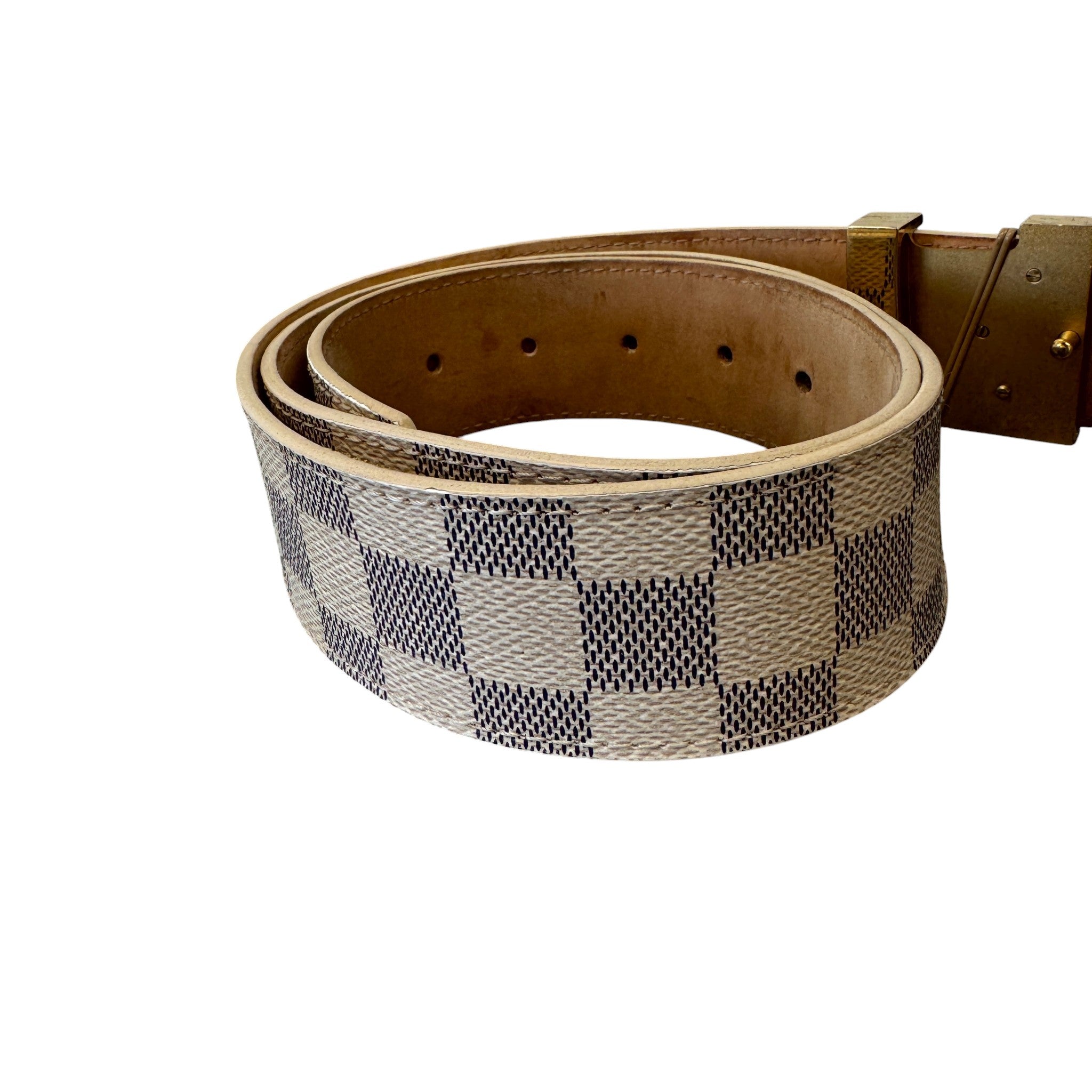 Men's Damier Azur Initals Belt White Size Waist 34"