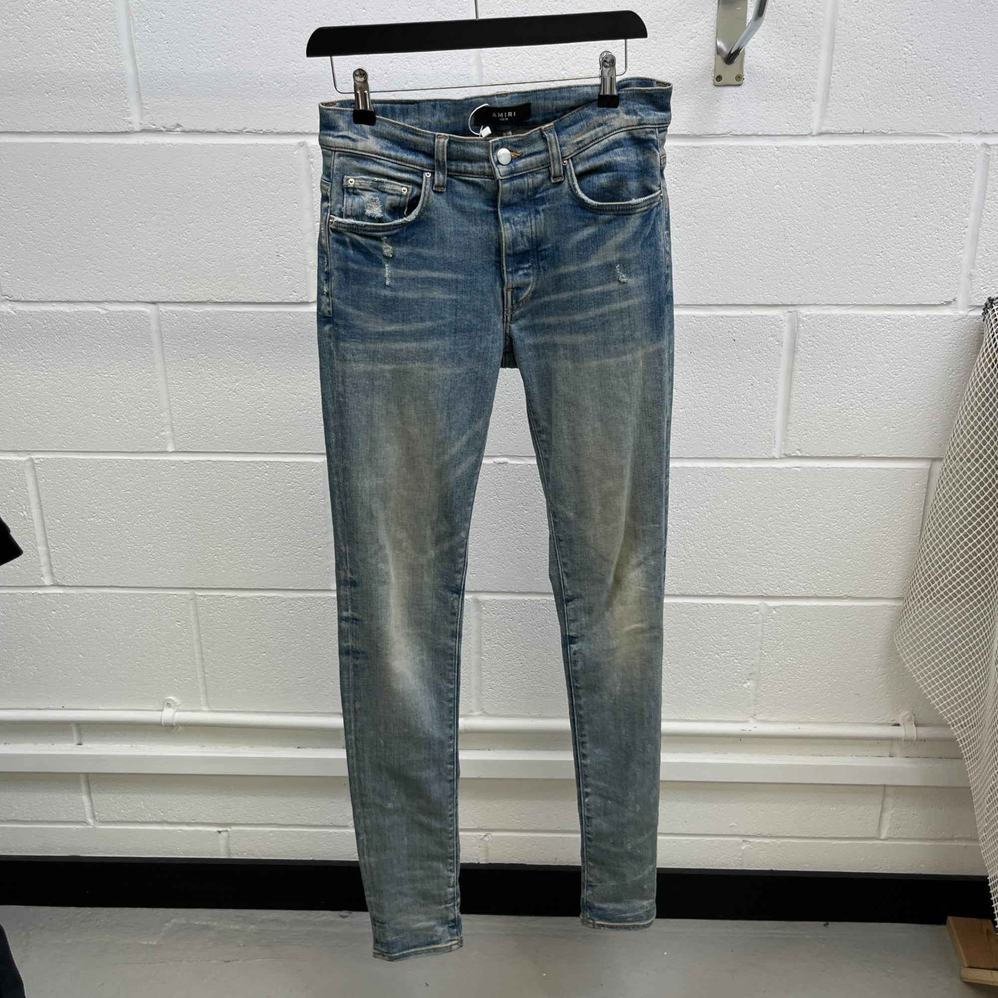 Men's Plaque Logo Jeans Blue Size Waist 29"