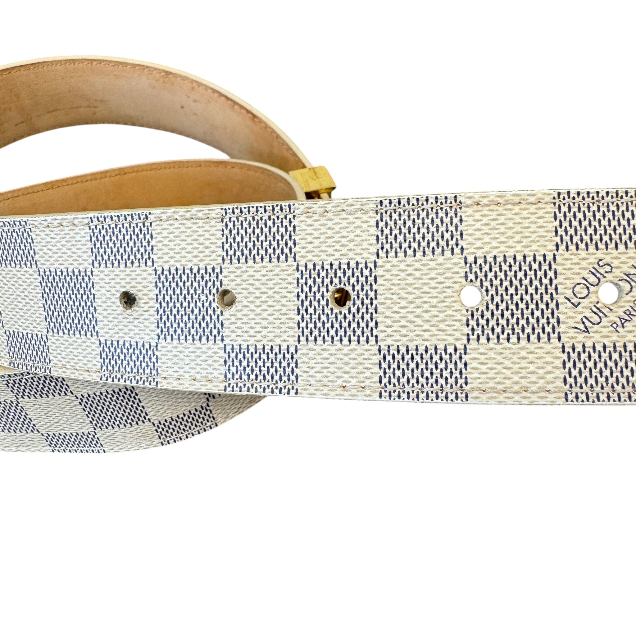 Men's Damier Azur Initals Belt White Size Waist 34"
