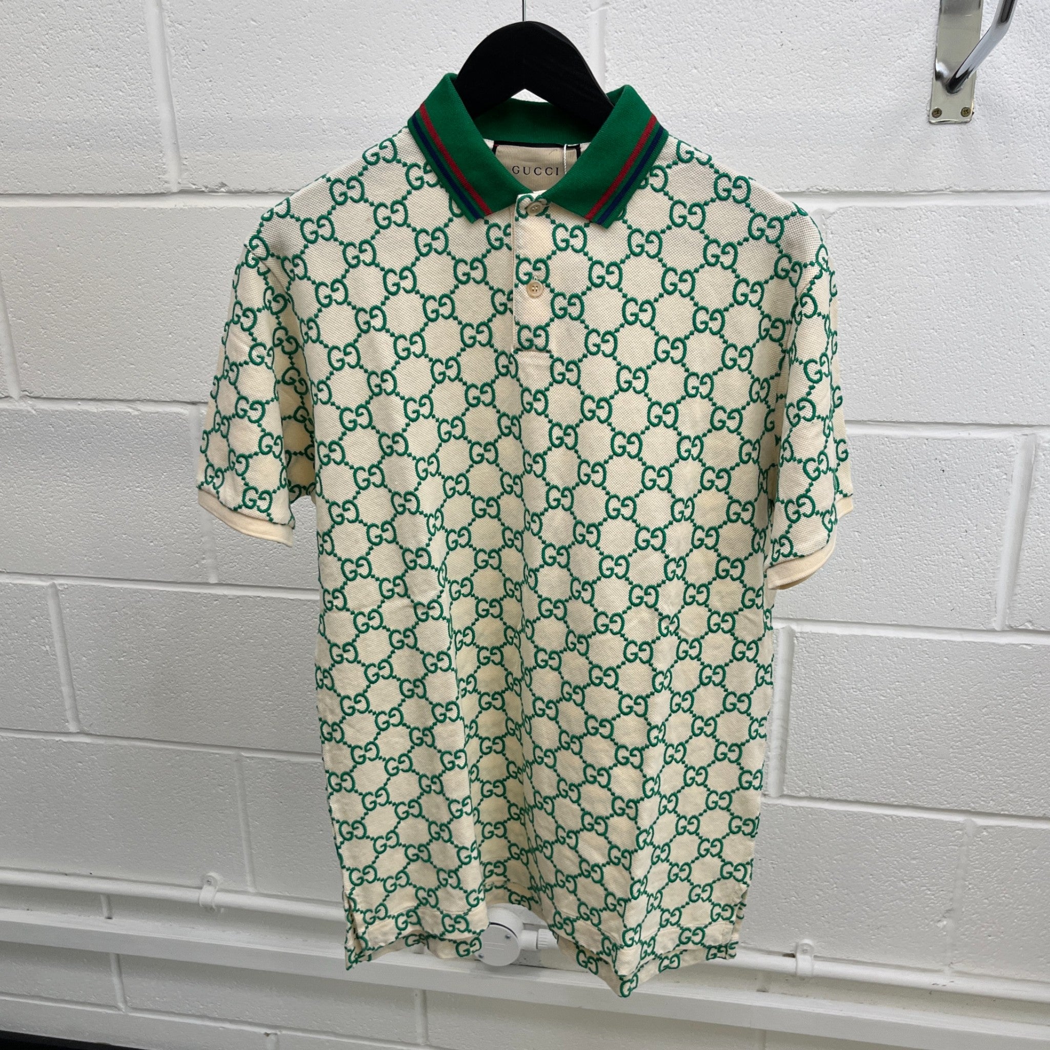 Men's Gg Supreme Polo Shirt Green Size M
