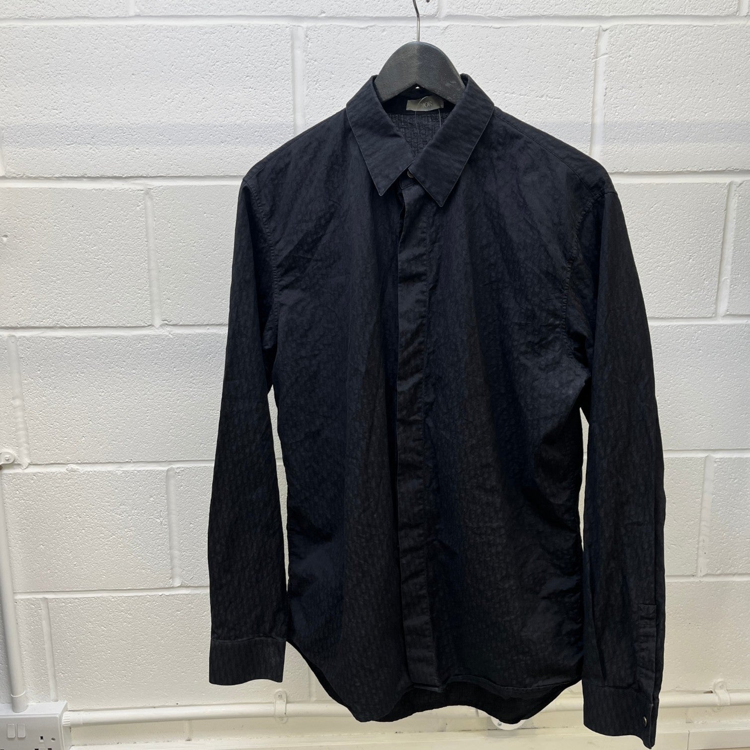 Men's Oblique Long Sleeve Shirt Black Size M