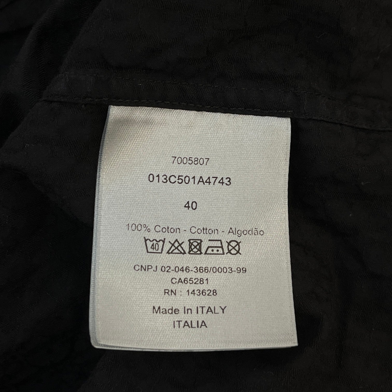 Men's Oblique Long Sleeve Shirt Black Size M