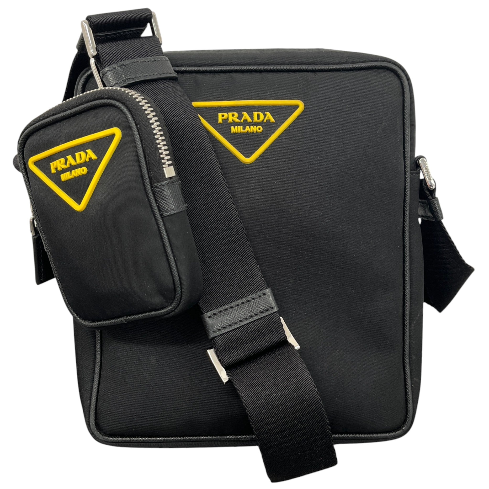 Men's Nylon Logo Messenger Bag Black