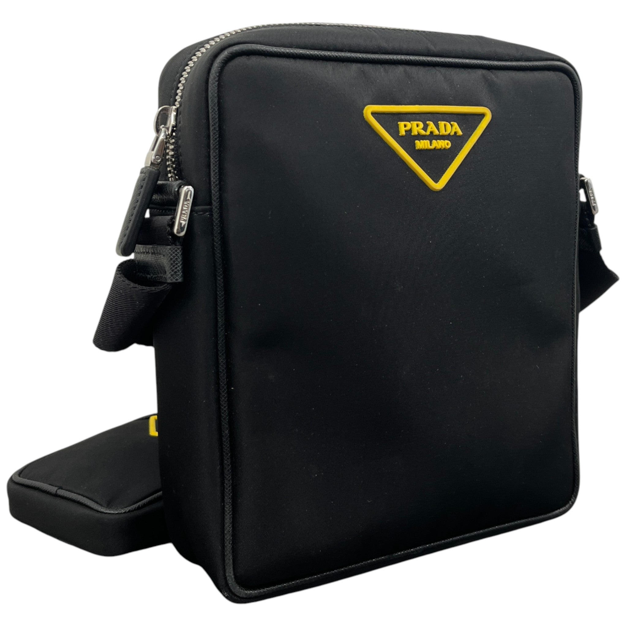 Men's Nylon Logo Messenger Bag Black