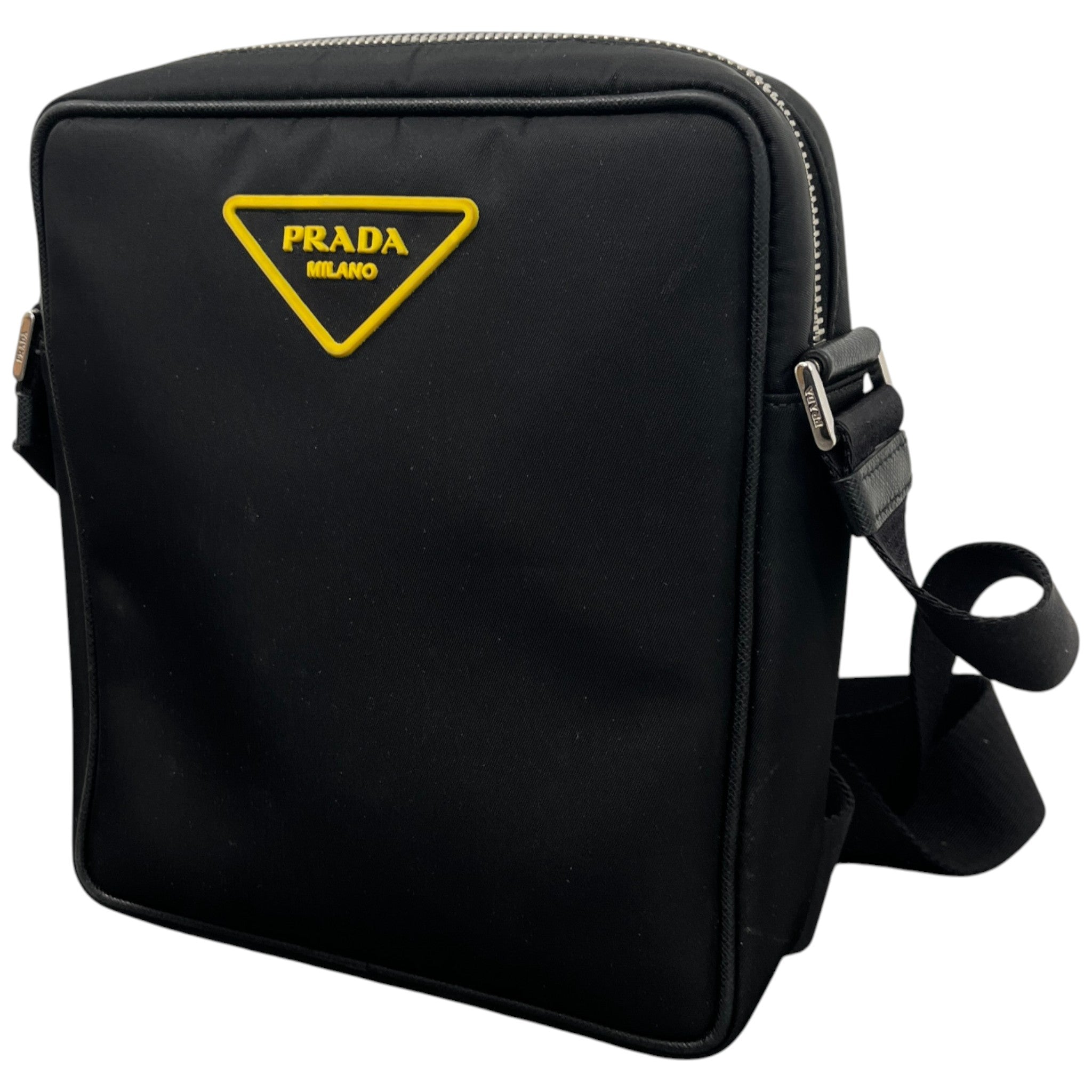 Men's Nylon Logo Messenger Bag Black