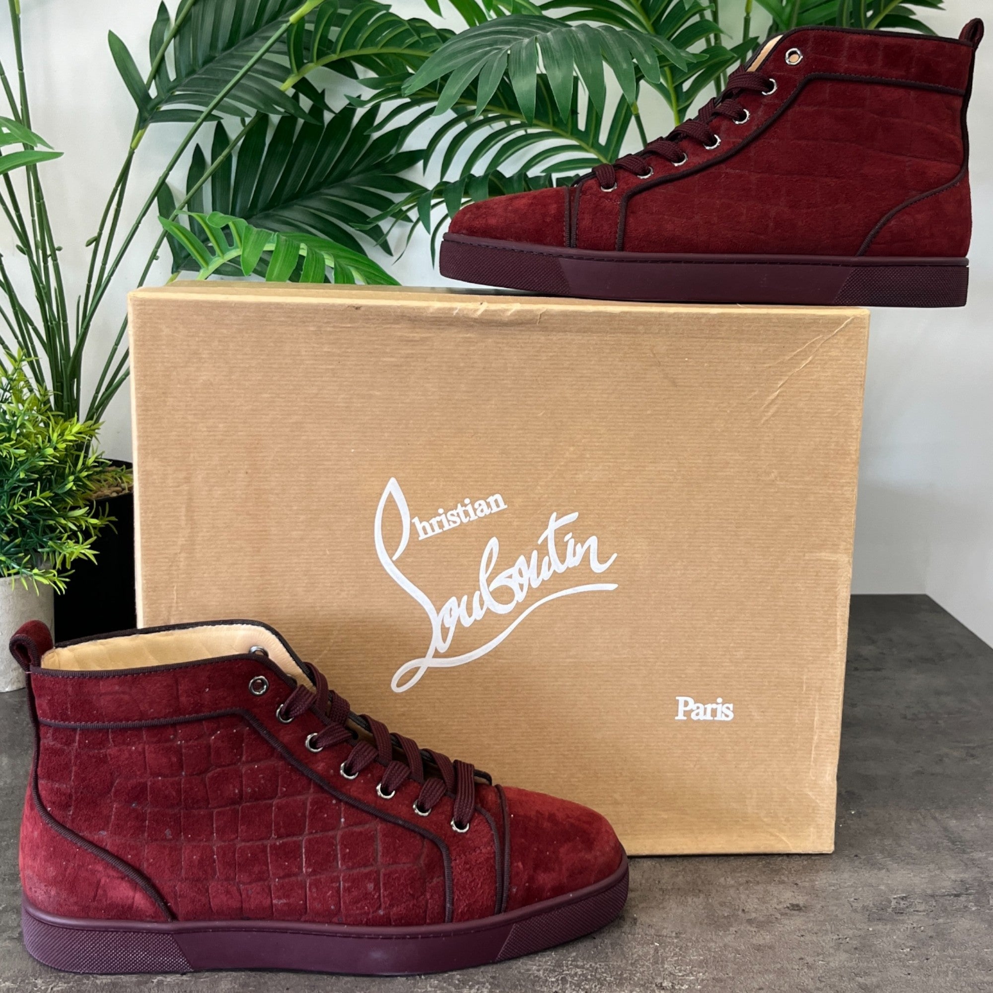 Men's Louis Junior Orlato High Trainers Burgundy Size EU 41.5 / UK 7.5